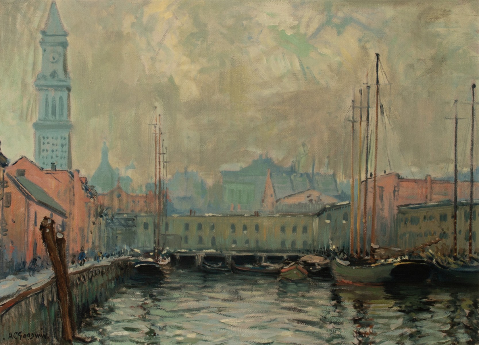 ARTHUR CLIFTON GOODWIN (1864-1929) BOSTON HARBOR C 1910