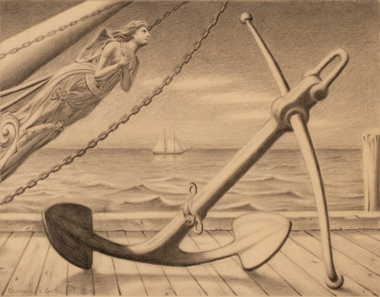 CLARENCE H. CARTER (1904-2000) GRAPHITE ON PAPER STUDY