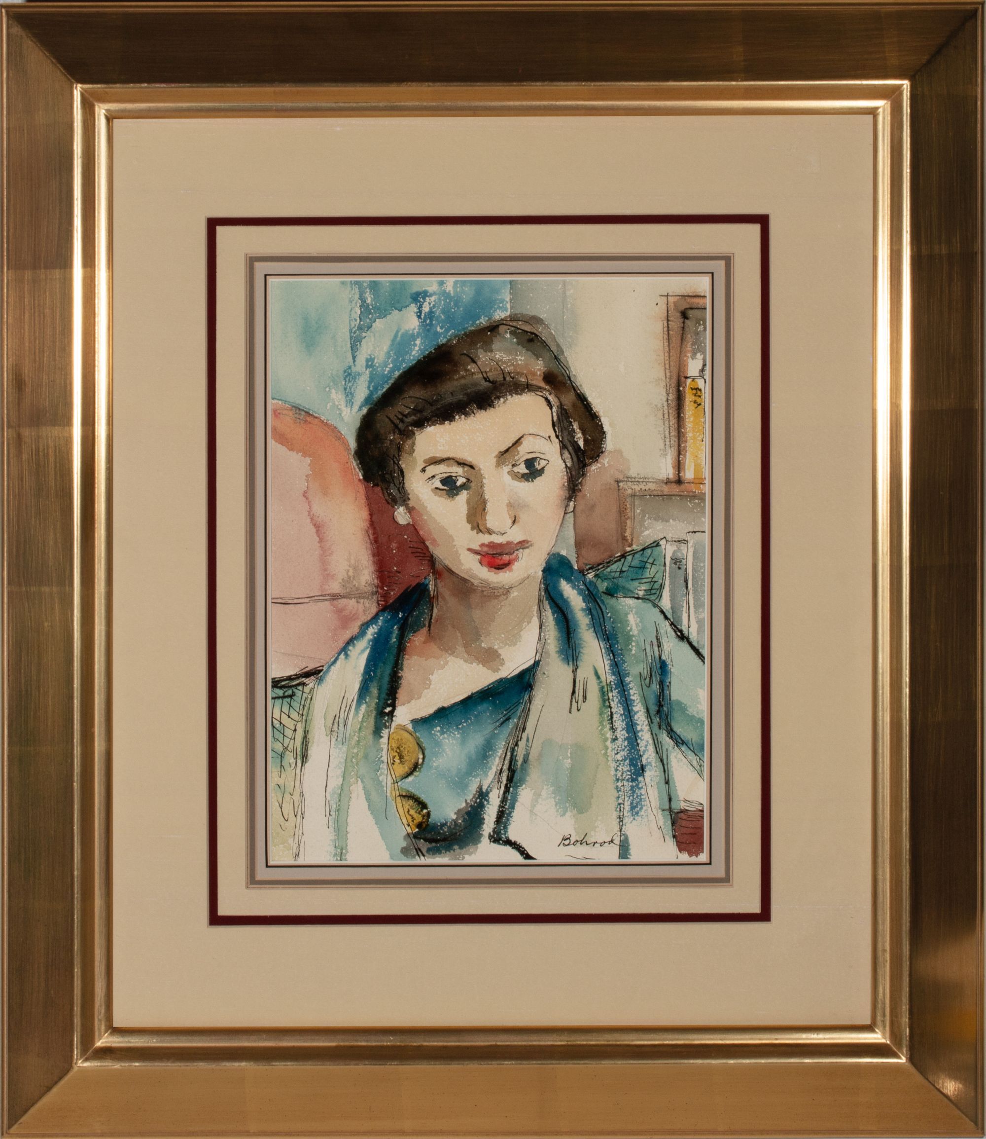 AARON BOHROD (1907-1992) WATERCOLOR ON PAPER