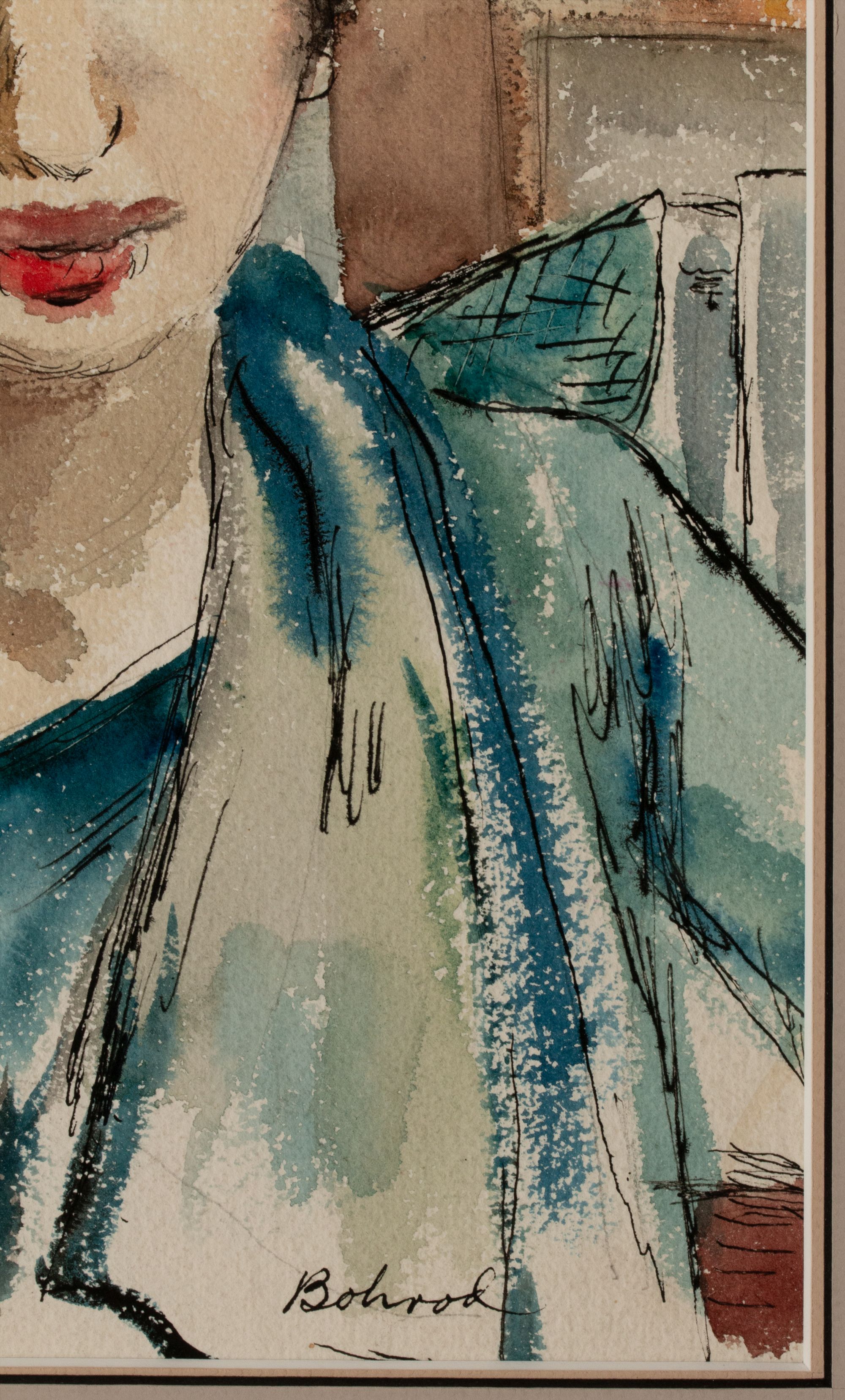 AARON BOHROD (1907-1992) WATERCOLOR ON PAPER