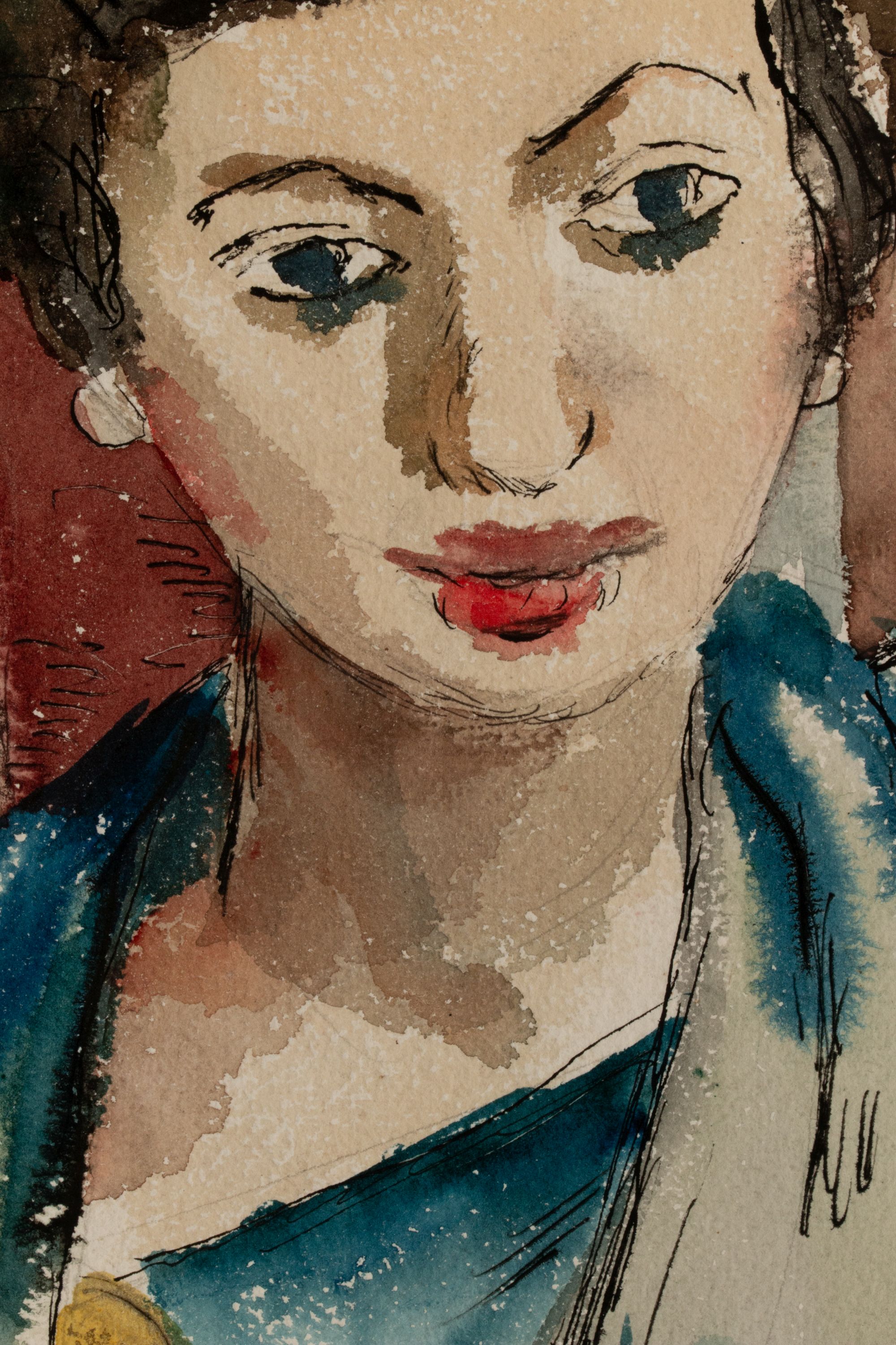 AARON BOHROD (1907-1992) WATERCOLOR ON PAPER