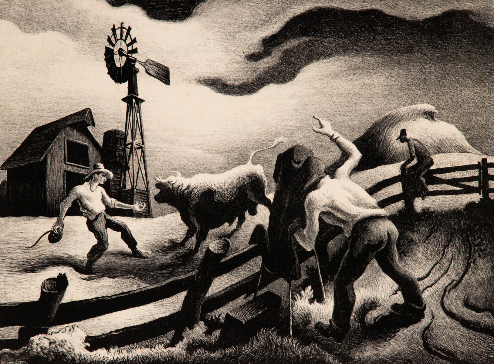 THOMAS HART BENTON (1889-1975) PENCIL SIGNED LITHOGRAPH