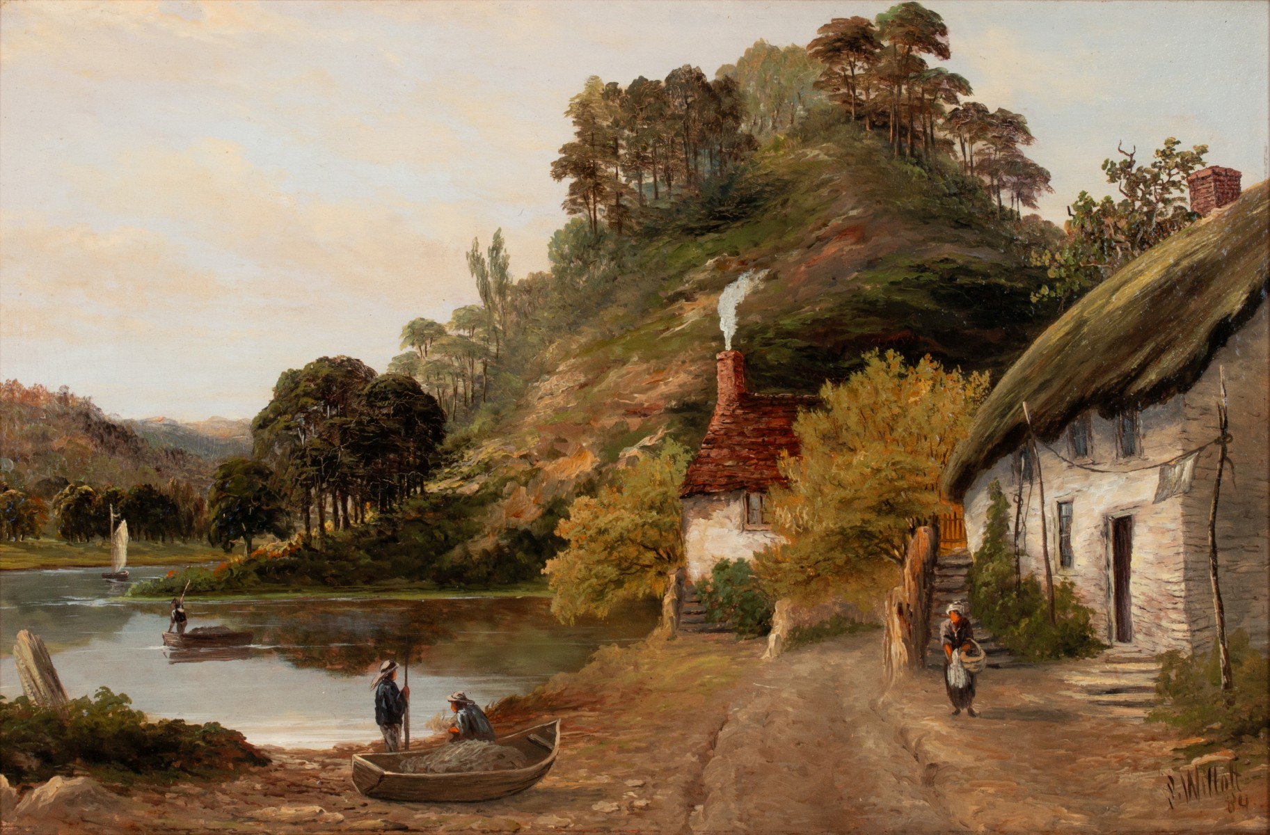 A EUROPEAN SCHOOL OIL ON CANVAS DATED 1884