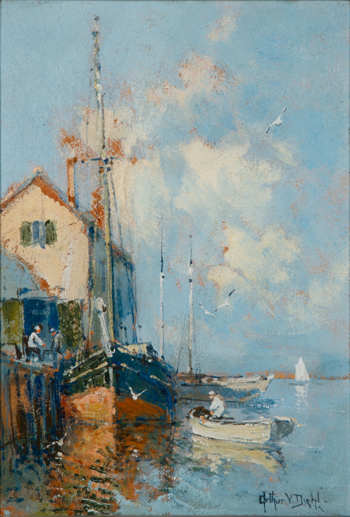 ARTHUR DIEHL (1870-1929) INSCRIBED PROVINCETOWN SCENE