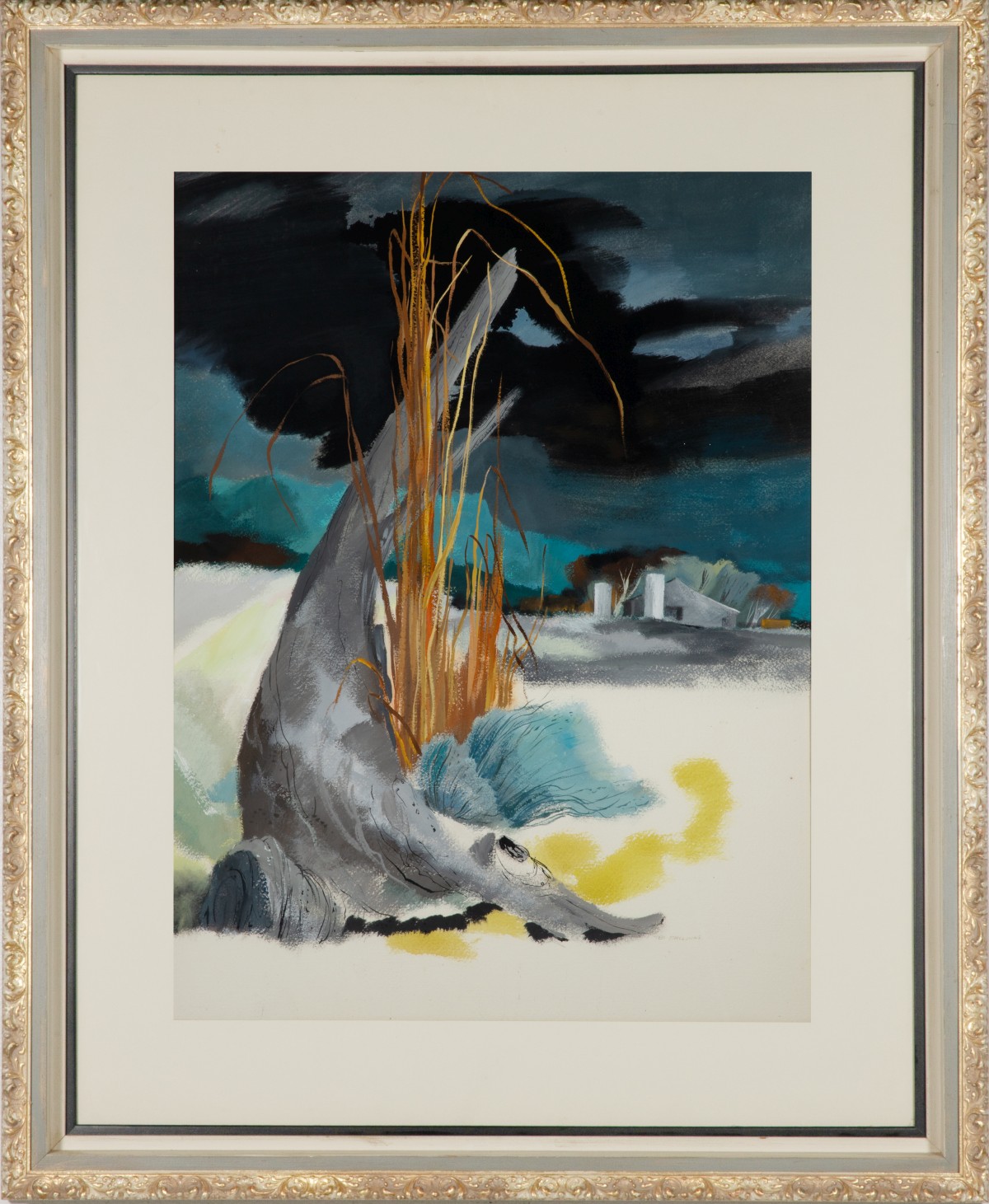TED HAWKINS (1910-1969) MODERNIST KANSAS GOUACHE