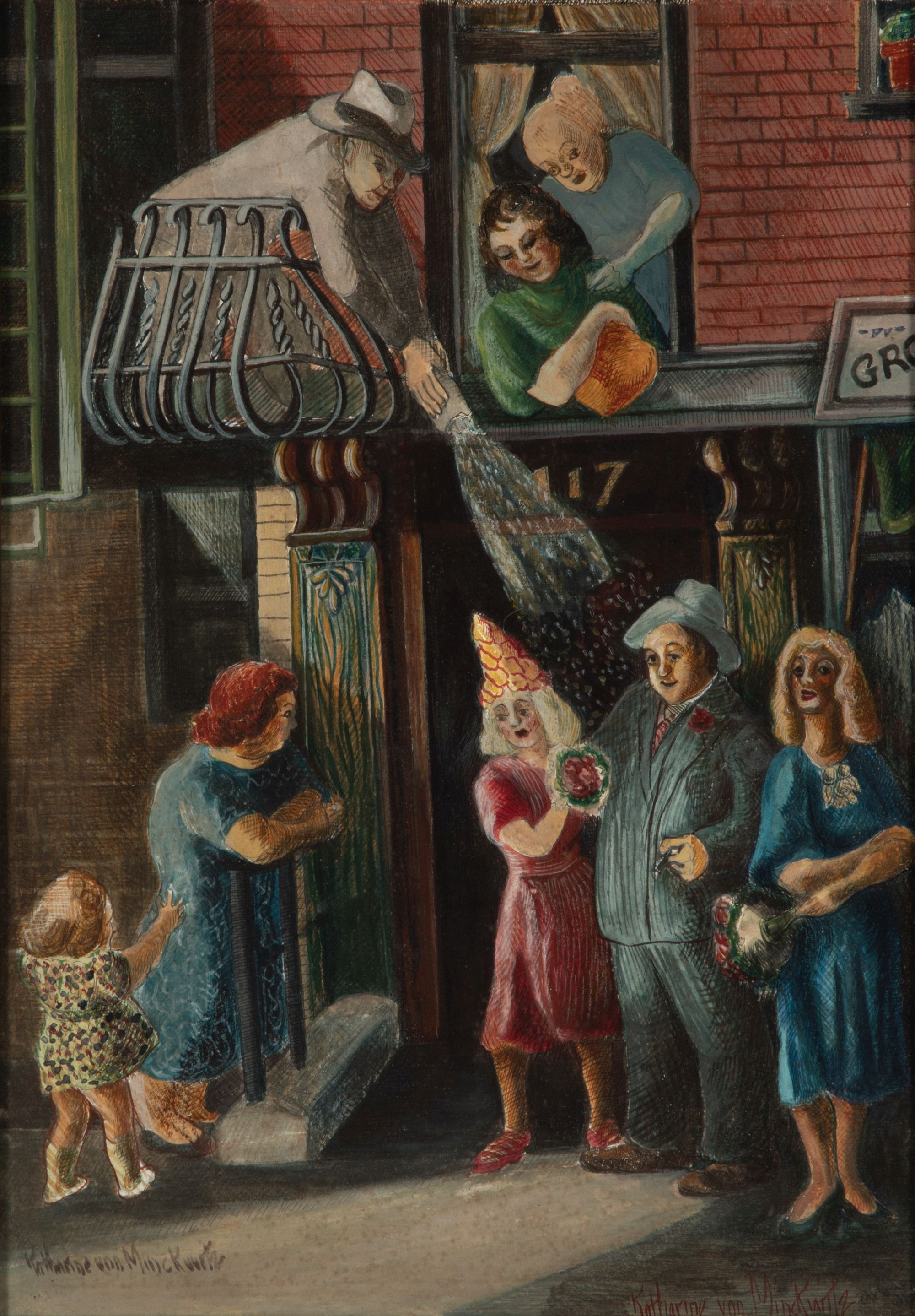 KATHERINE VON MINCKWITZ (1903-1954) WPA ERA GOUACHE