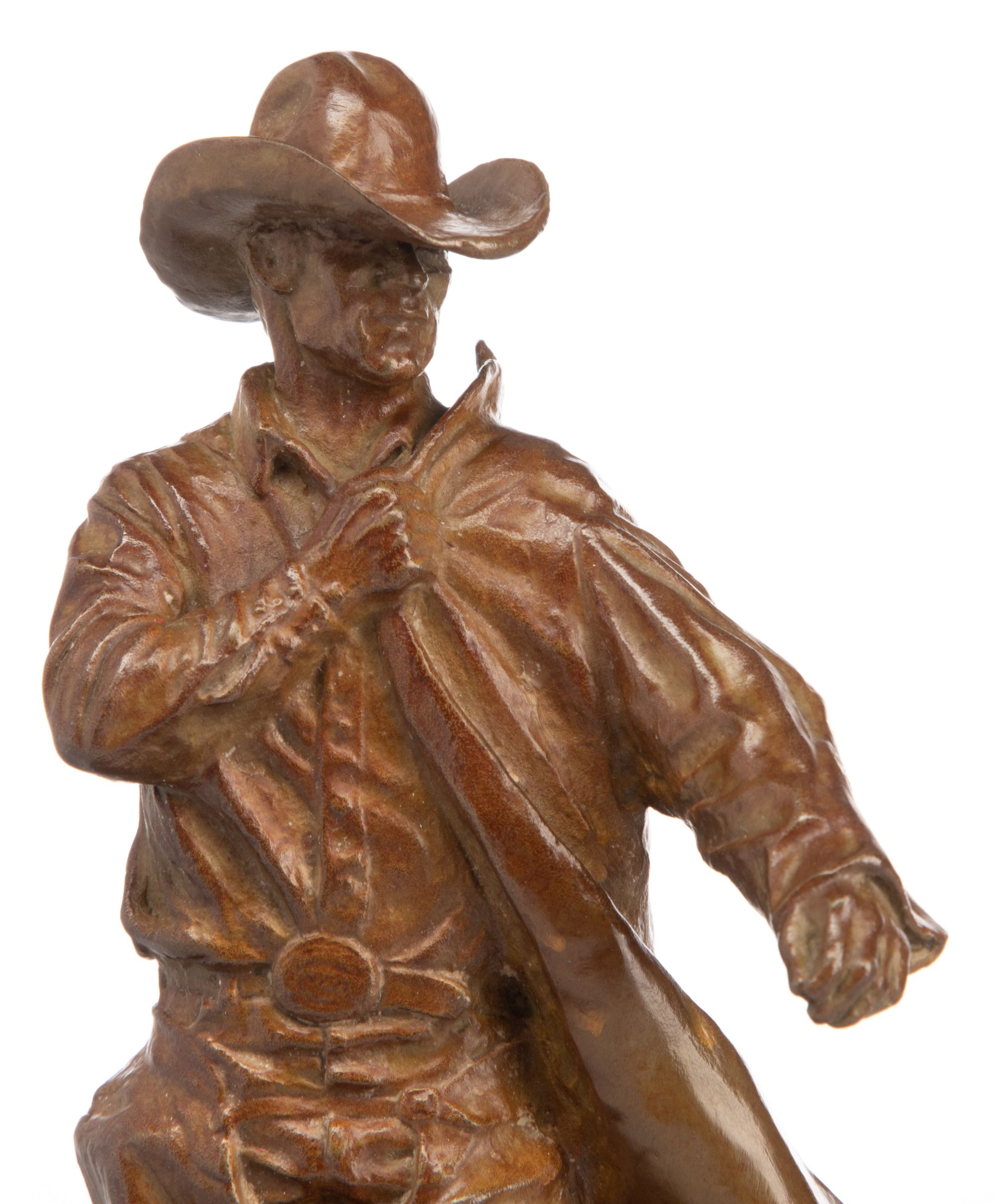 HAROLD T. HOLDEN (B. 1940) COWBOY BRONZE SCULPTURE