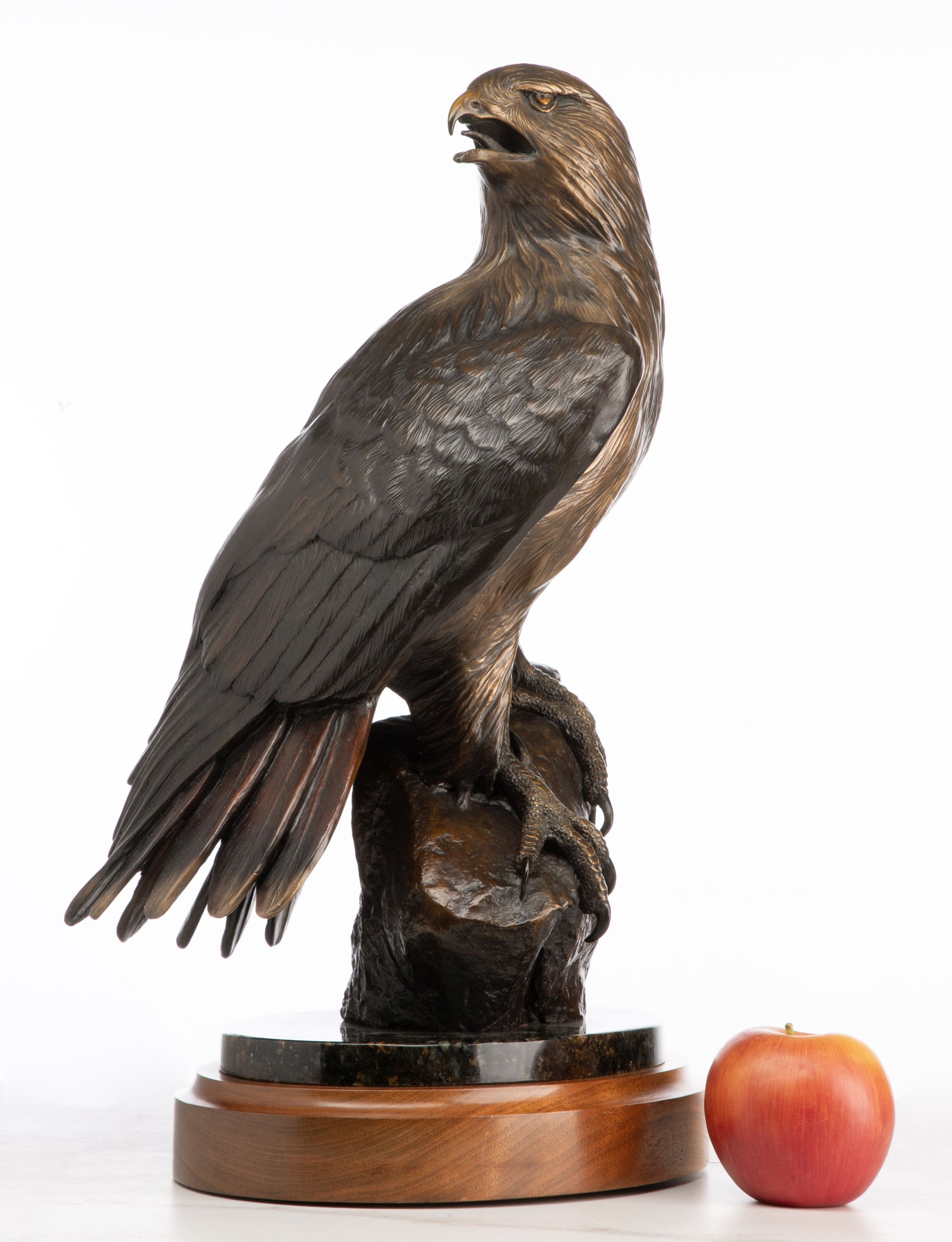 CLIFF HOLLESTELLE (BORN 1940) BRONZE FIGURE OF AN EAGLE