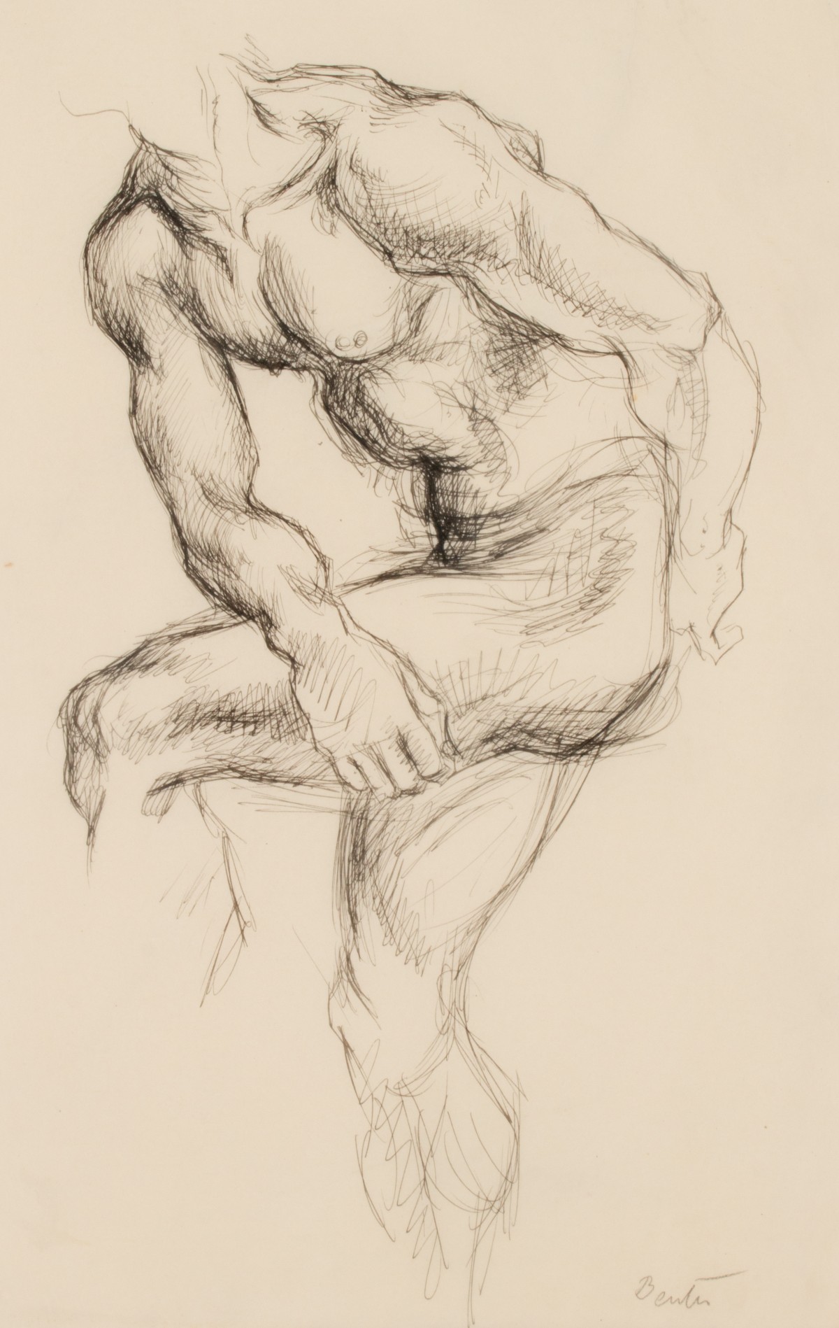 THOMAS HART BENTON (1889-1975) PEN AND INK STUDY