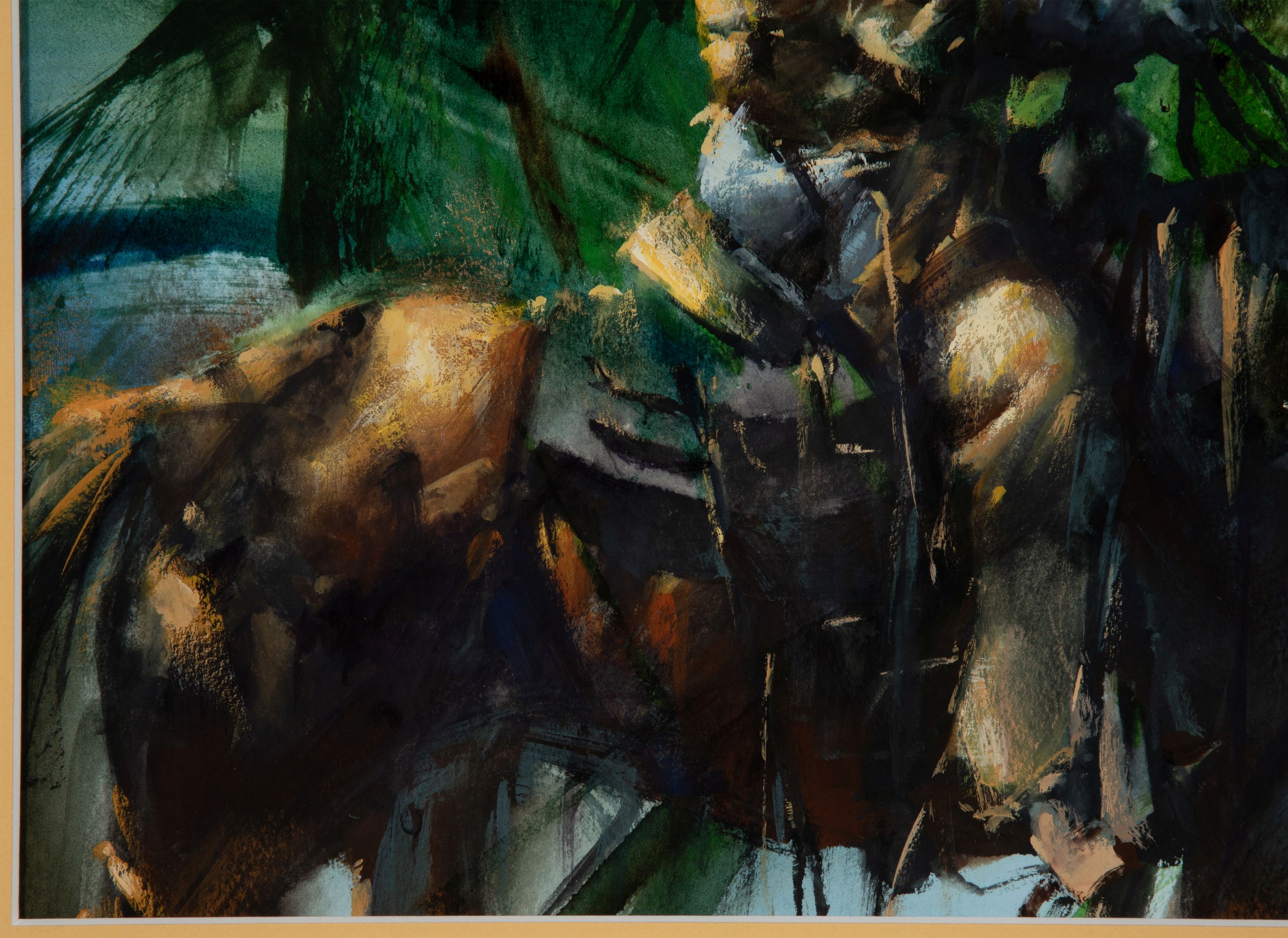 CHRIS OWEN (B. 1967) COWBOY ON HORSEBACK WATERCOLOR