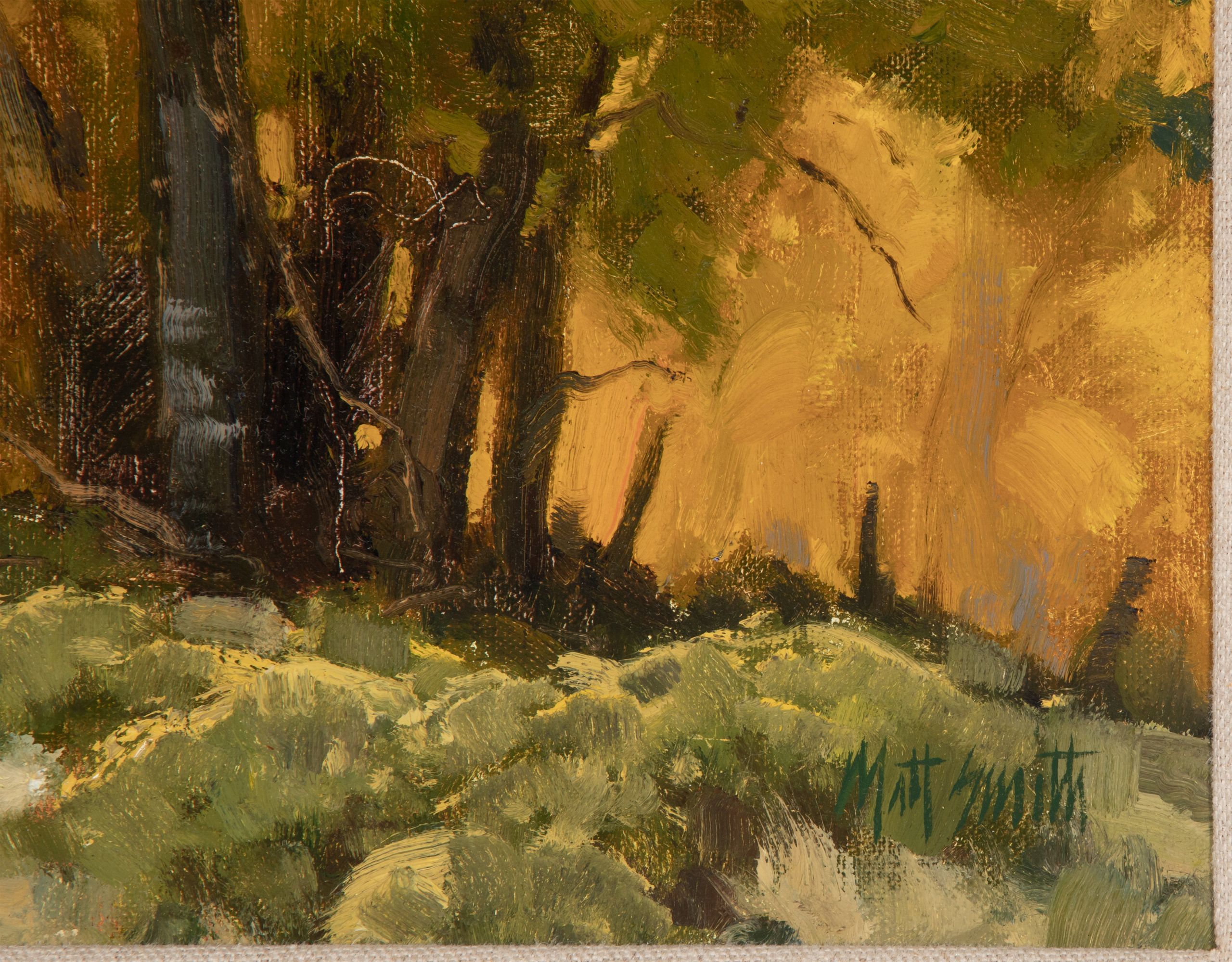 MATT SMITH (B. 1960) AUTUMN COTTONWOODS OIL ON PANEL