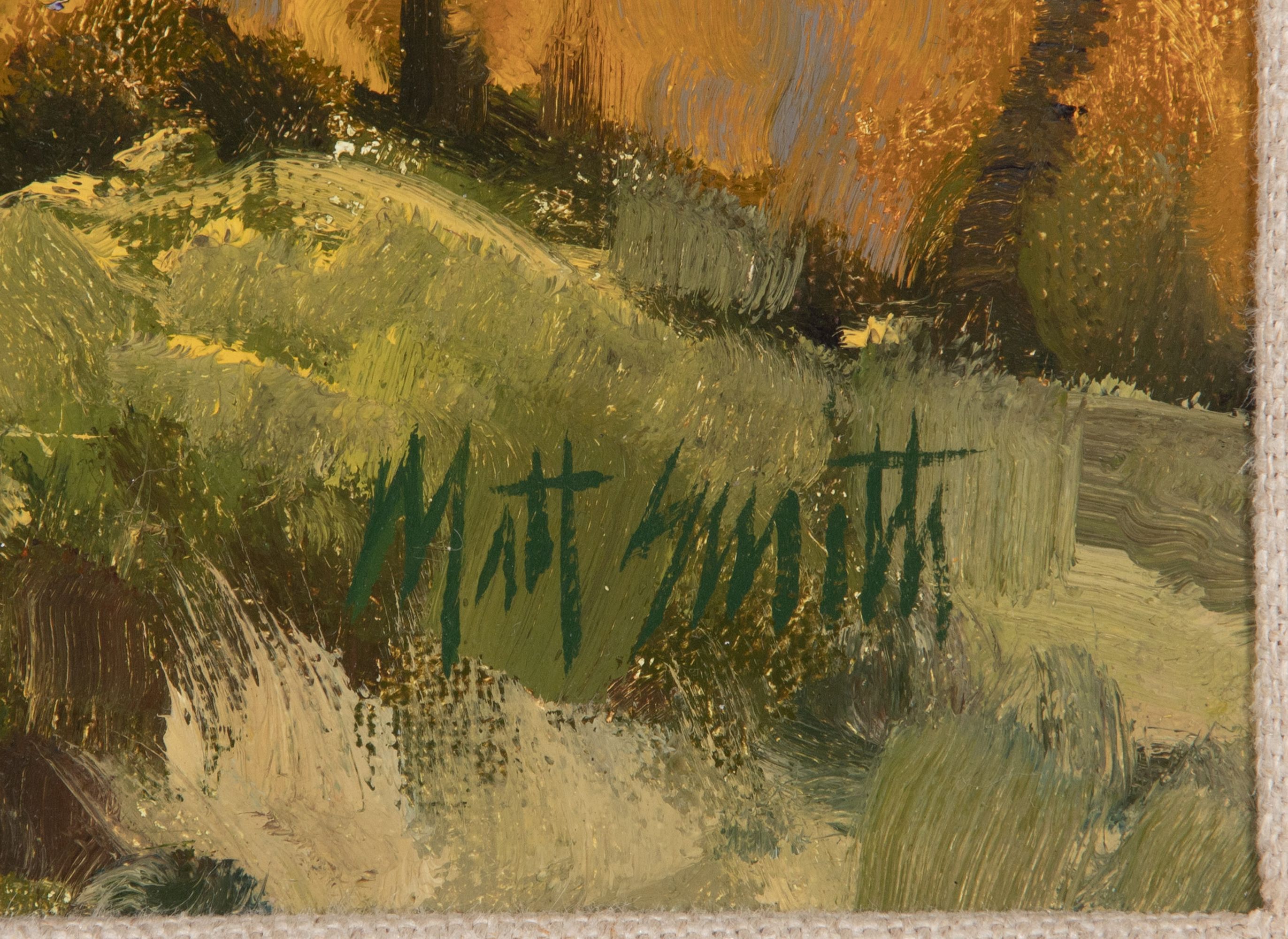 MATT SMITH (B. 1960) AUTUMN COTTONWOODS OIL ON PANEL