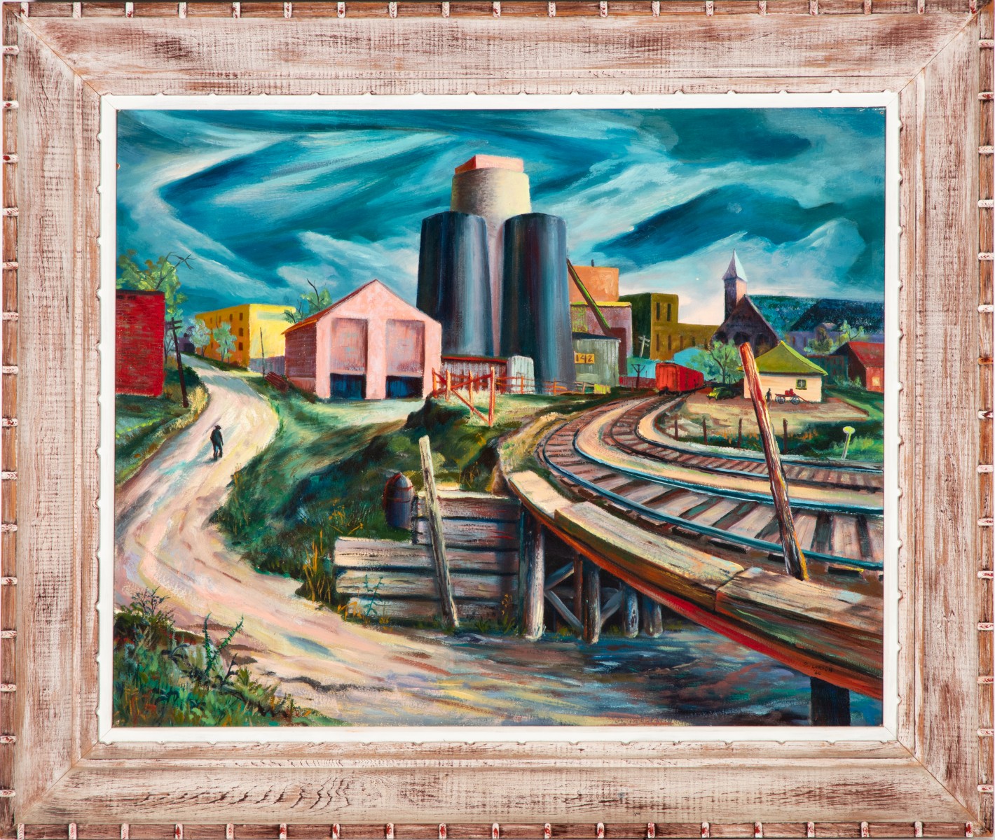 SYDNEY LARSON (1923-2009) REGIONALIST CITYSCAPE 1956