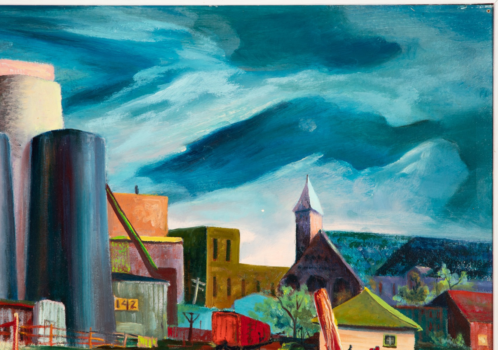 SYDNEY LARSON (1923-2009) REGIONALIST CITYSCAPE 1956