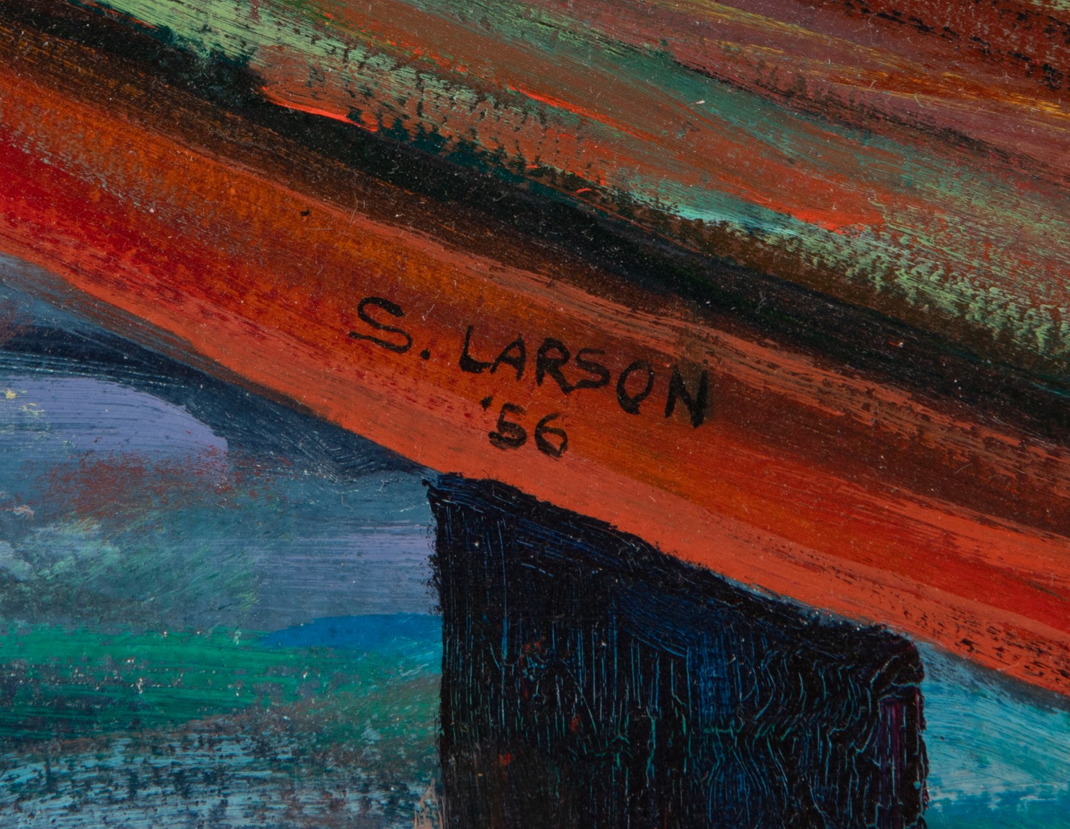 SYDNEY LARSON (1923-2009) REGIONALIST CITYSCAPE 1956