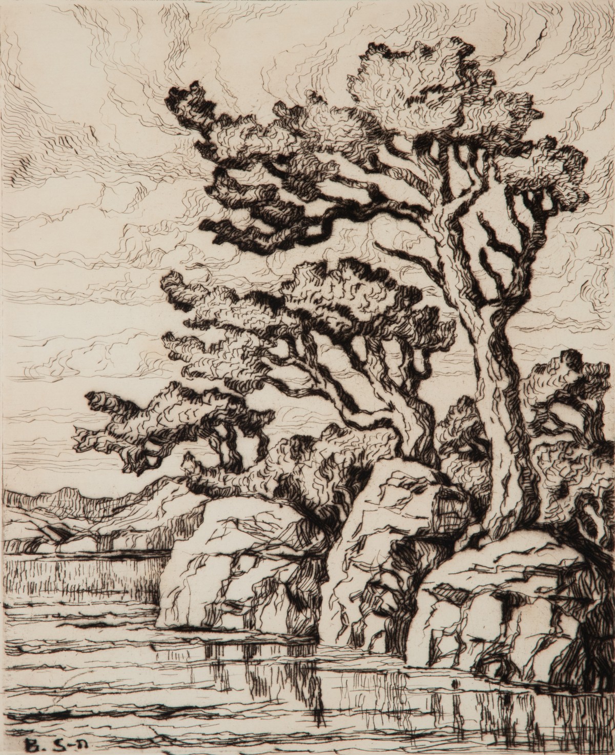 BIRGER SANDZÉN (1871-1954) RARE PENCIL SIGNED DRYPOINT