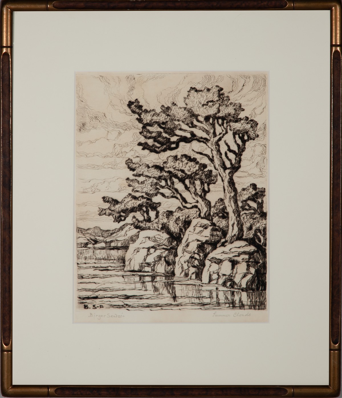 BIRGER SANDZÉN (1871-1954) RARE PENCIL SIGNED DRYPOINT