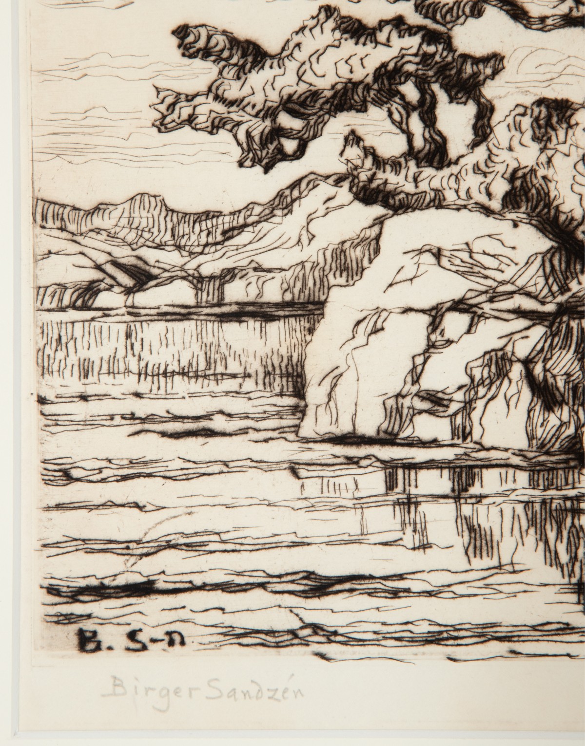 BIRGER SANDZÉN (1871-1954) RARE PENCIL SIGNED DRYPOINT