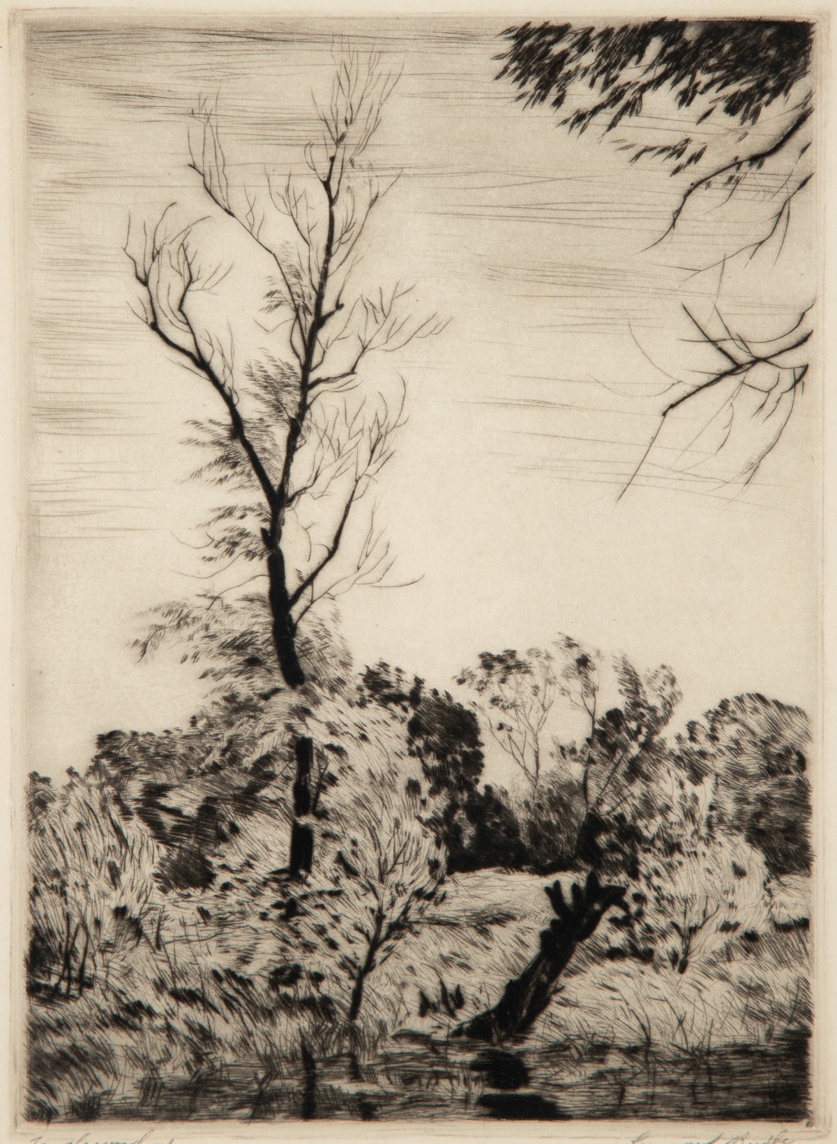 LYMAN BYXBE (1886-1980) RARE PENCIL SIGNED ETCHING