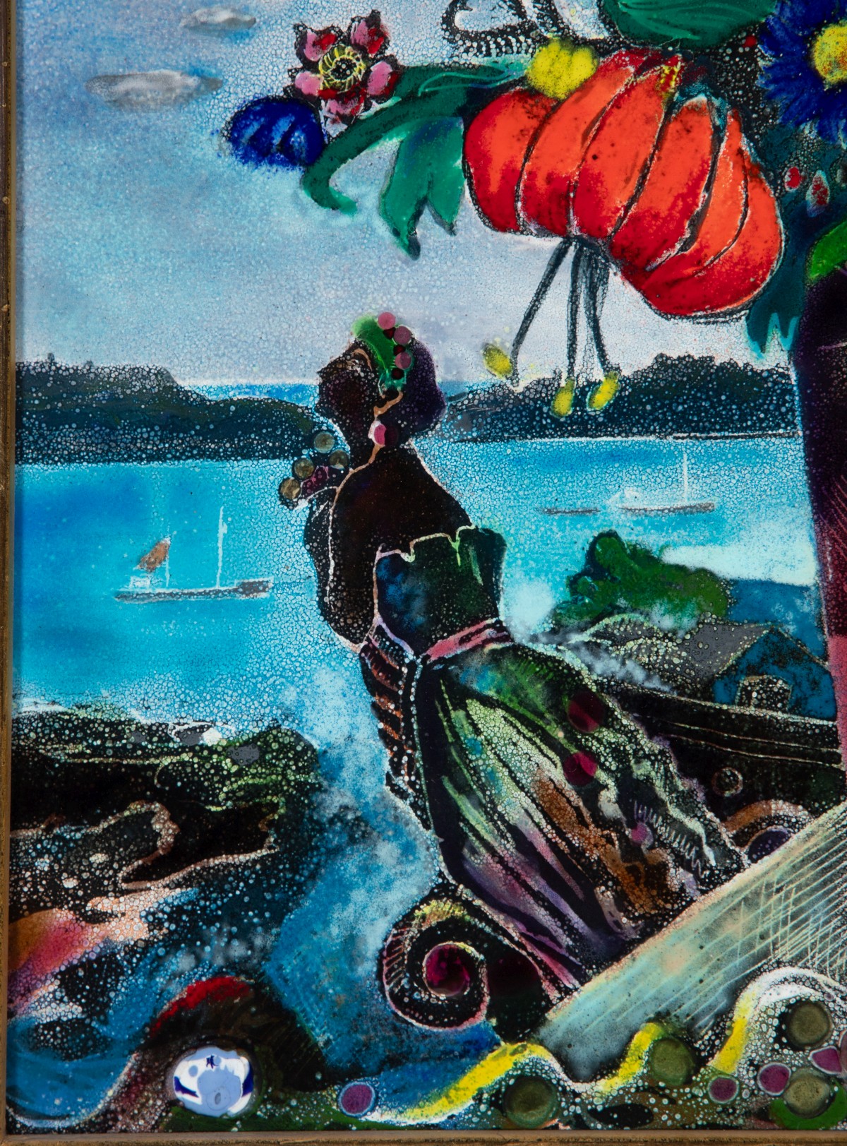 KALAMAN AND DORIS HALL KUBINYI MODERNIST ENAMEL PLAQUE
