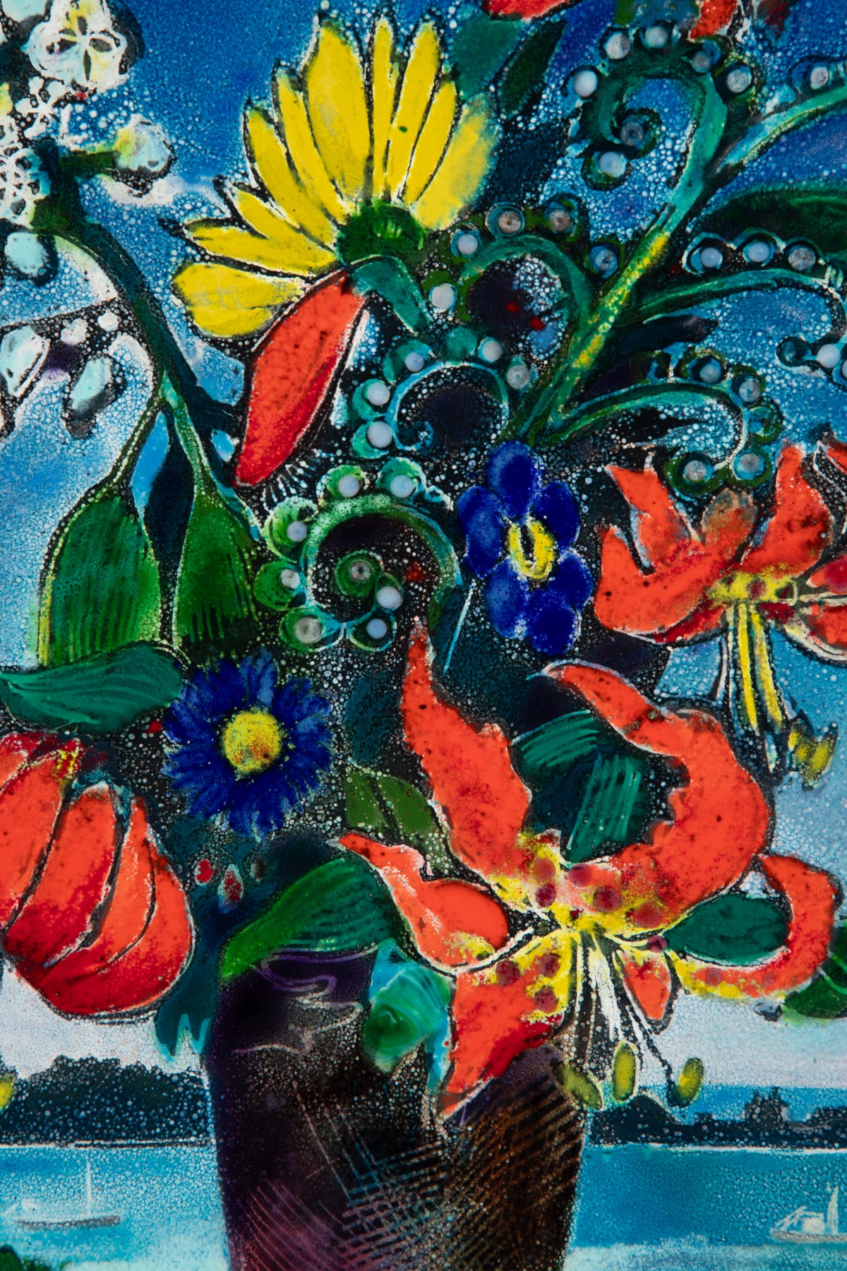 KALAMAN AND DORIS HALL KUBINYI MODERNIST ENAMEL PLAQUE