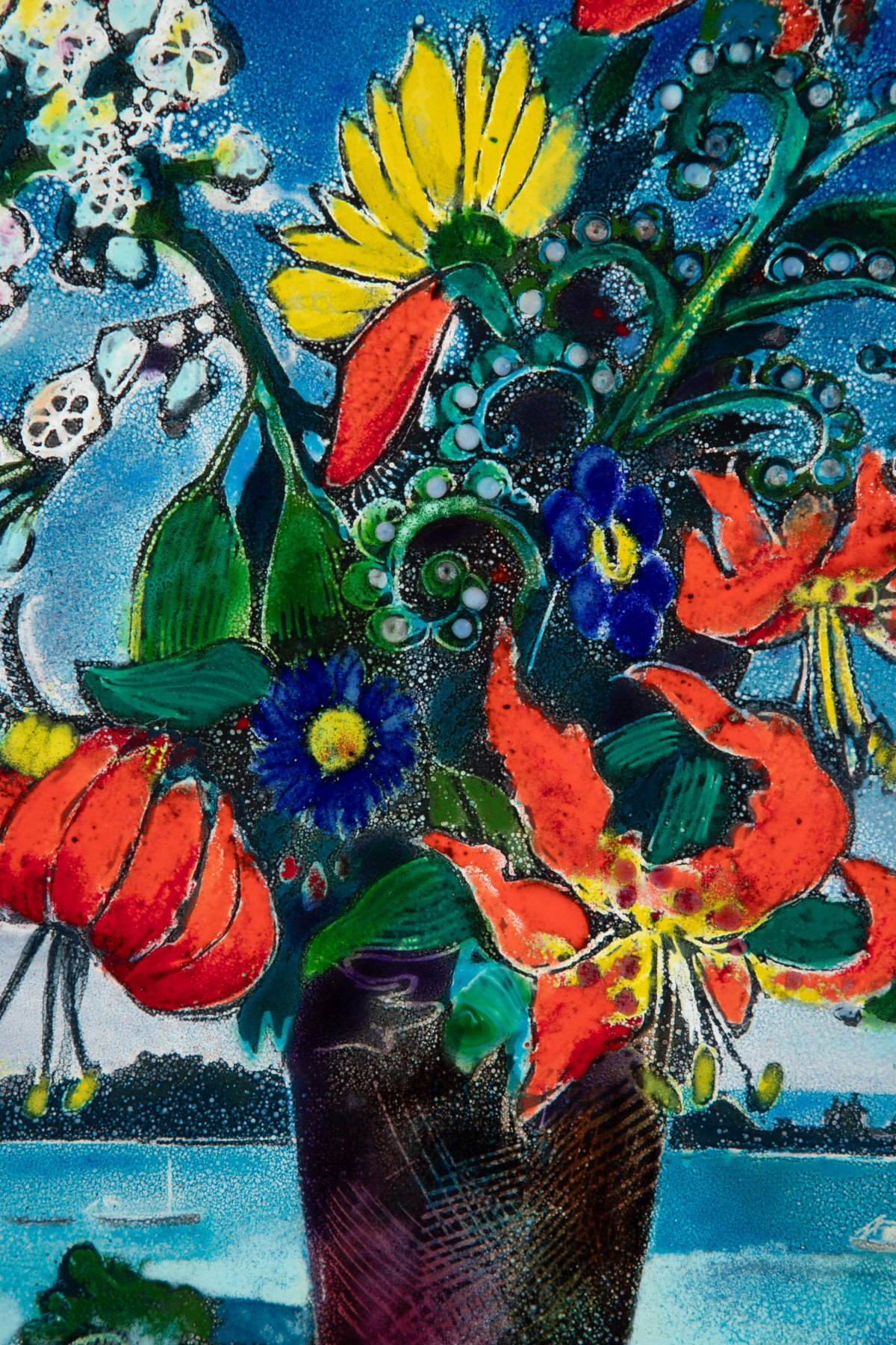 KALAMAN AND DORIS HALL KUBINYI MODERNIST ENAMEL PLAQUE