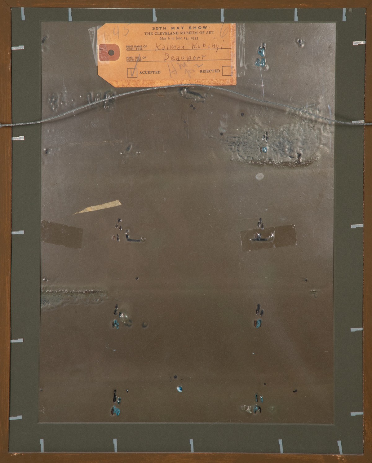 KALAMAN AND DORIS HALL KUBINYI MODERNIST ENAMEL PLAQUE