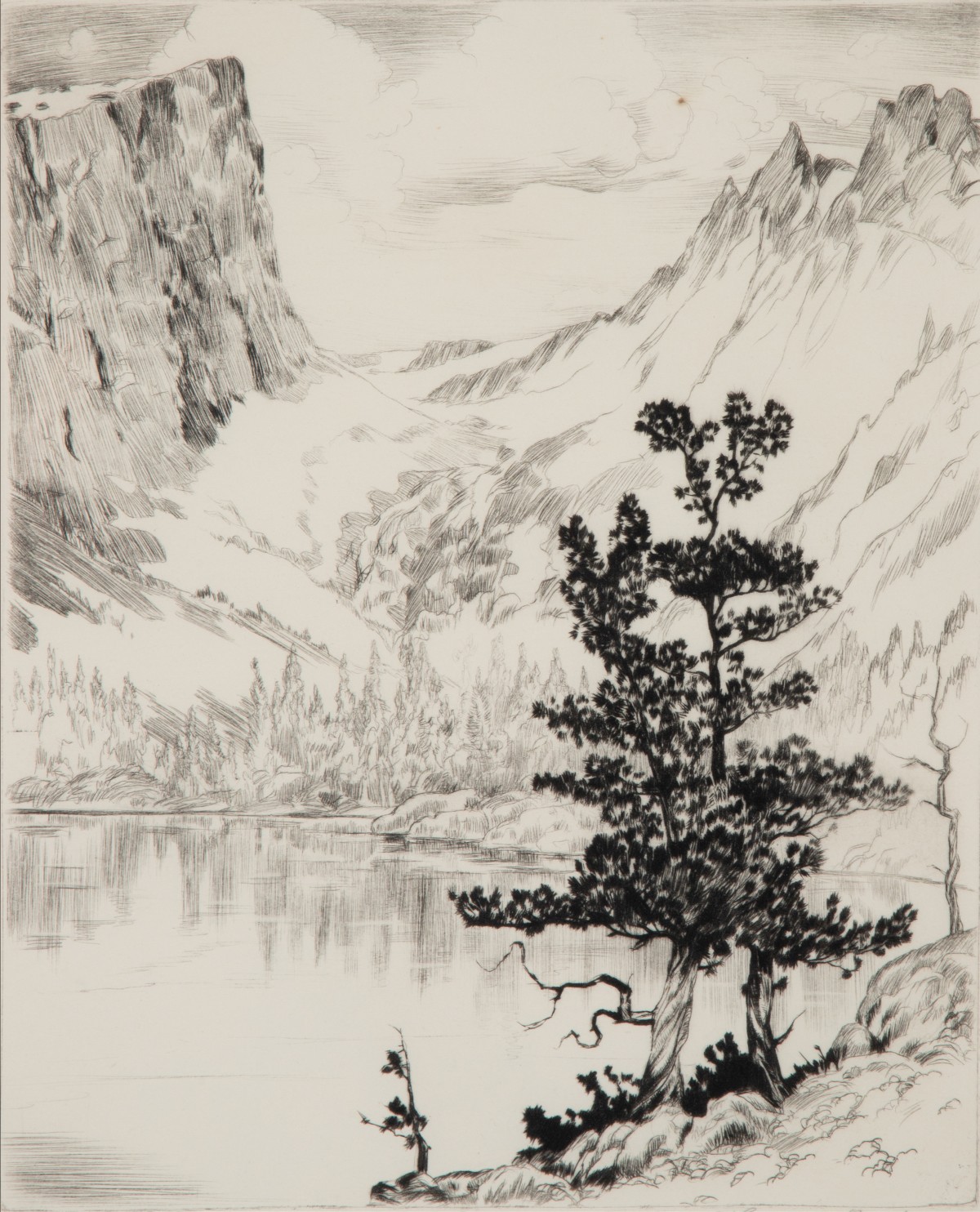 LYMAN BYXBE (1886-1980) RARE LARGE SIGNED DRYPOINT