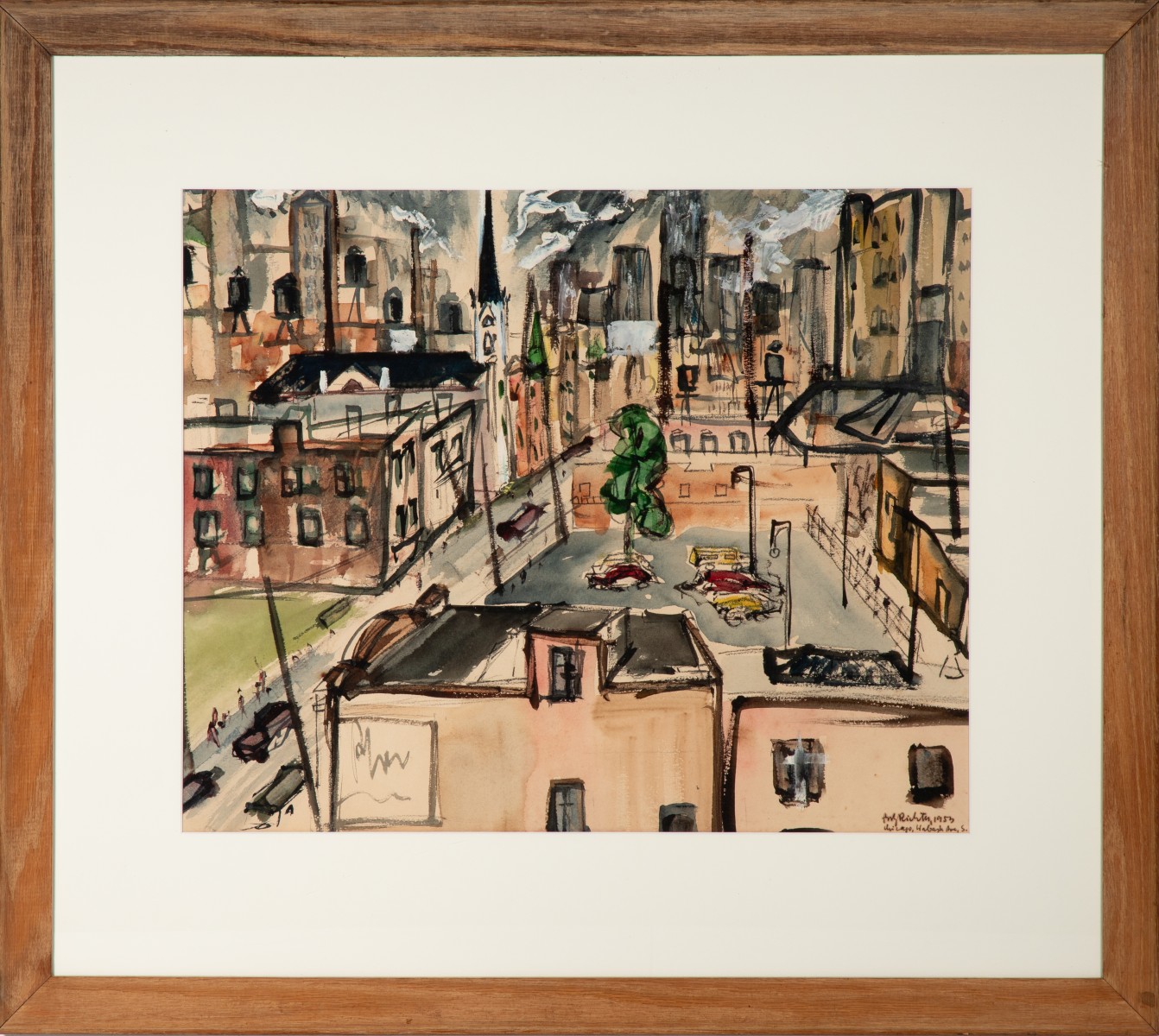 FRITZ RICHTER (20TH C.) WATERCOLOR, CHICAGO 1953