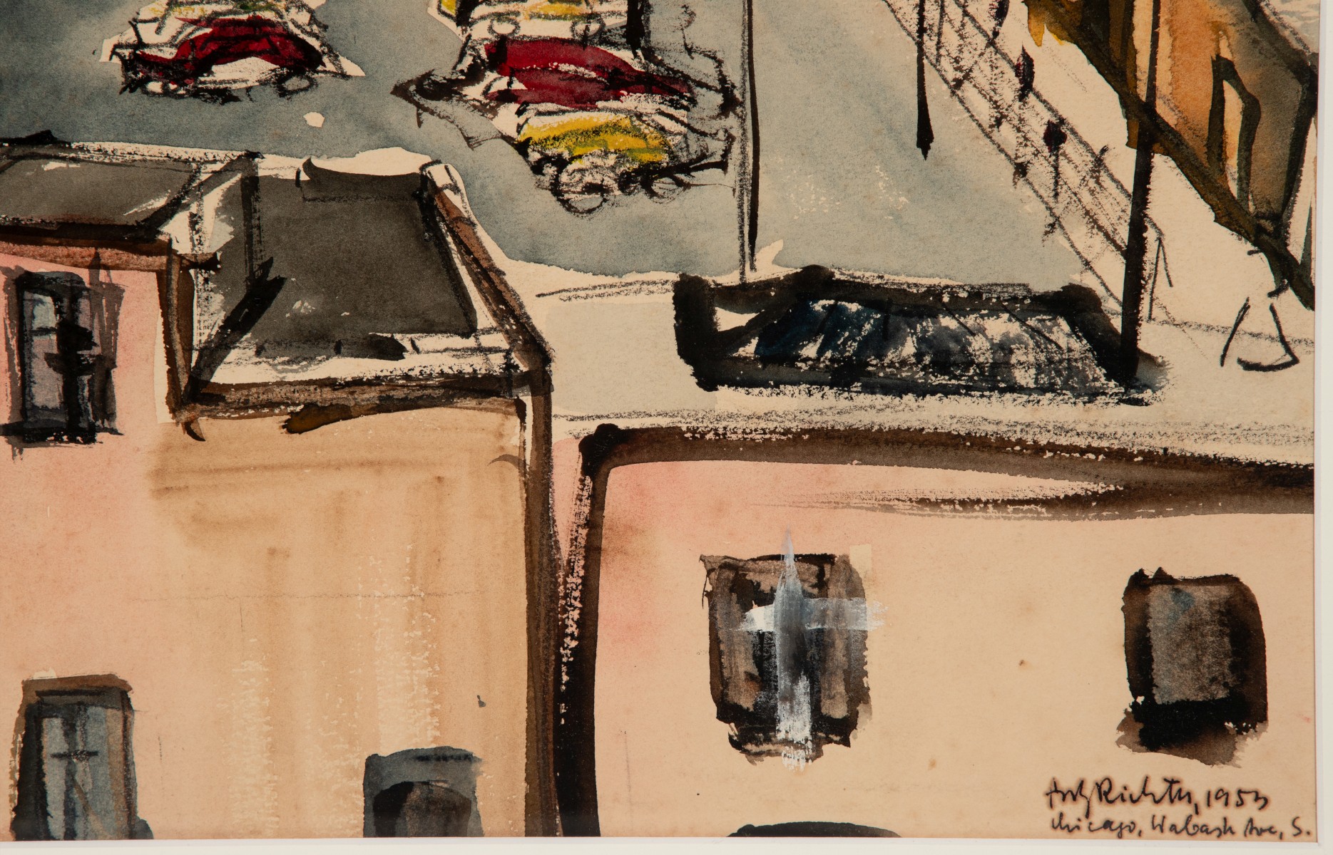FRITZ RICHTER (20TH C.) WATERCOLOR, CHICAGO 1953