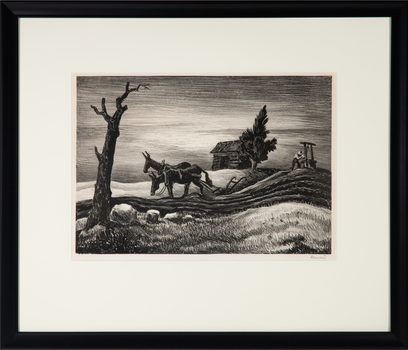 THOMAS HART BENTON (1889-1975) PENCIL SIGNED LITHOGRAPH