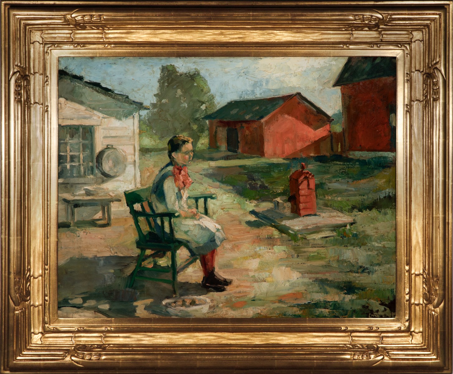 EARLY 20TH CENTURY AMERICAN SCHOOL OIL SIGNED GREENE