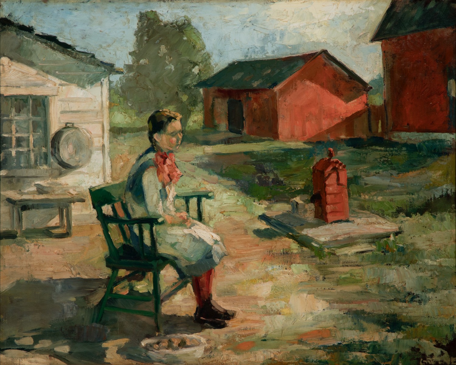 EARLY 20TH CENTURY AMERICAN SCHOOL OIL SIGNED GREENE