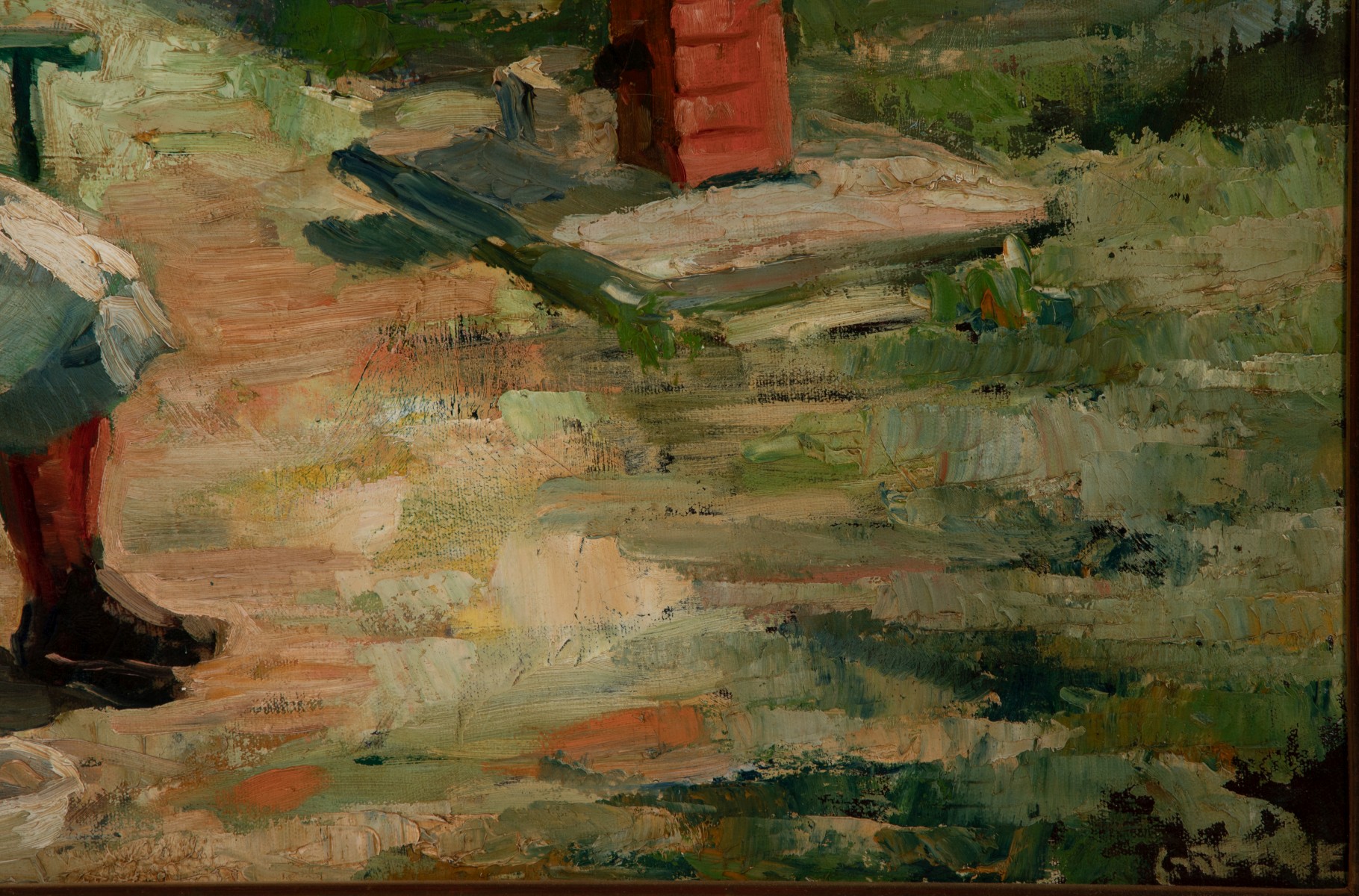 EARLY 20TH CENTURY AMERICAN SCHOOL OIL SIGNED GREENE