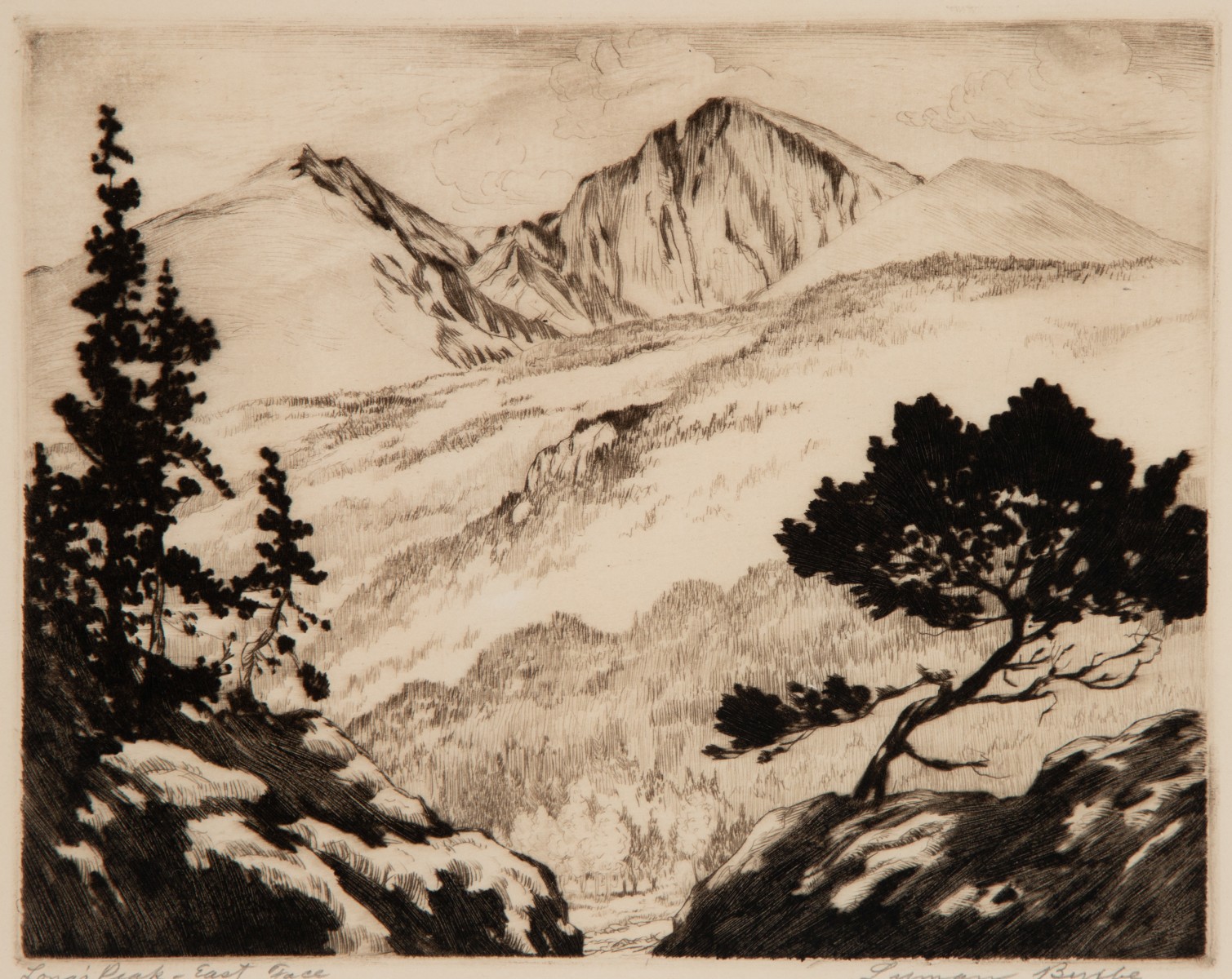 LYMAN BYXBE (1886-1980) EARLY PENCIL SIGNED DRYPOINT