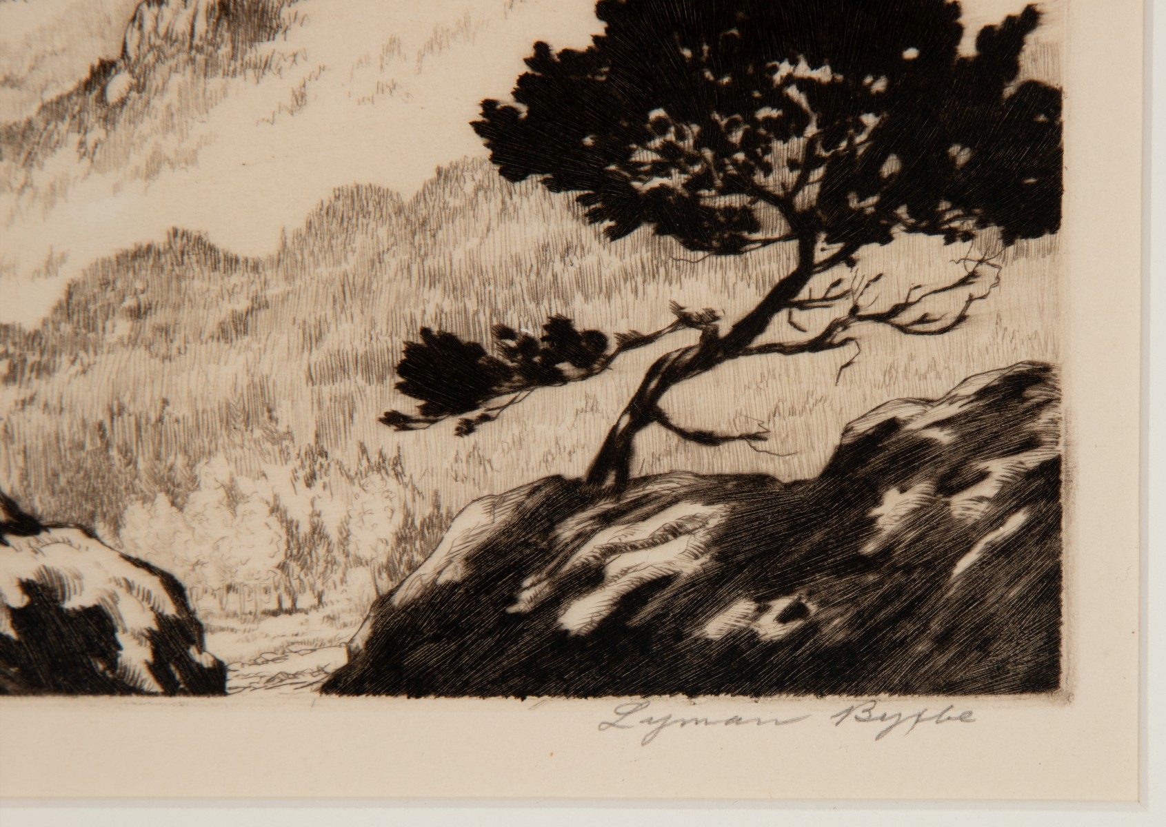 LYMAN BYXBE (1886-1980) EARLY PENCIL SIGNED DRYPOINT