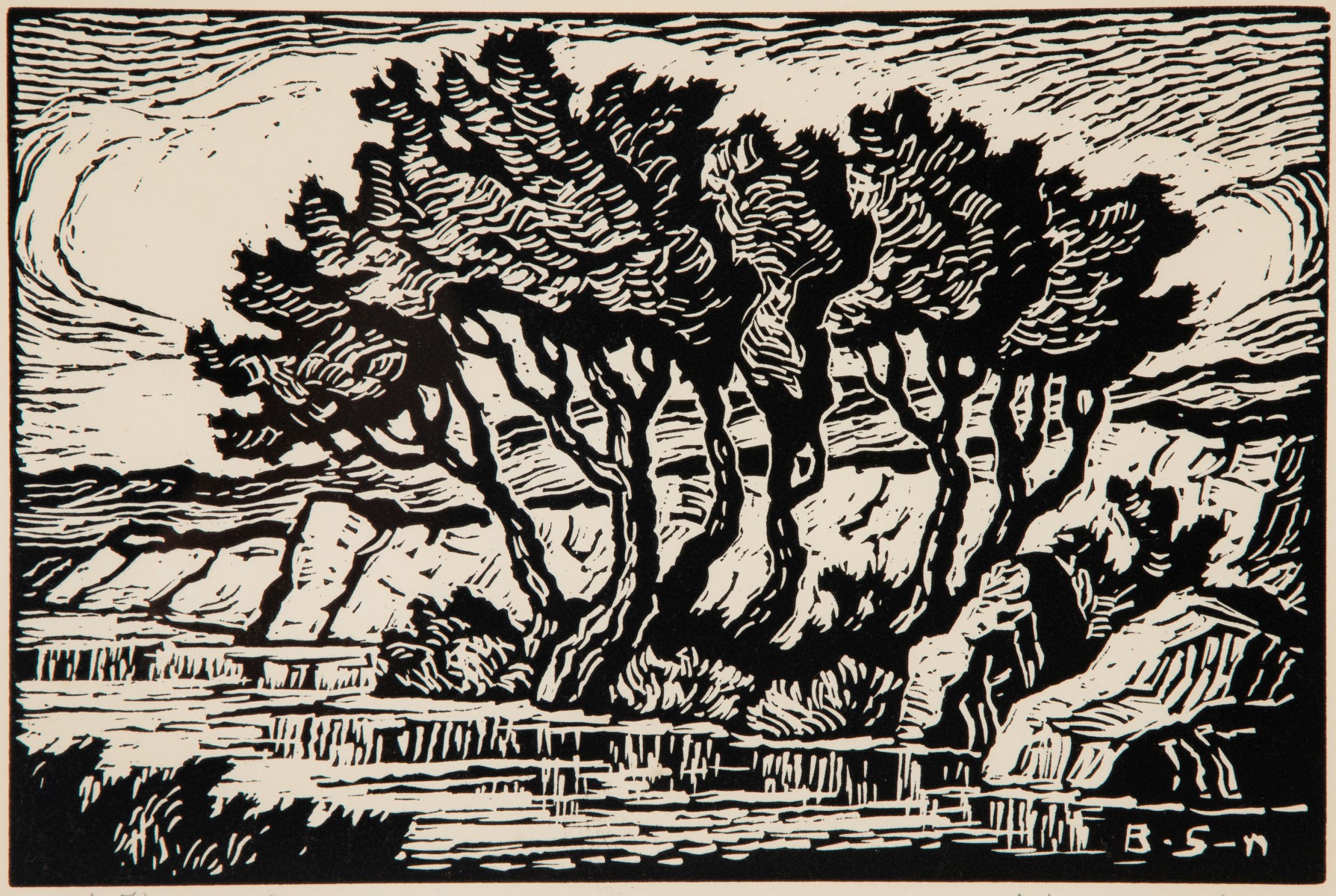 BIRGER SANDZÉN (1871-1954) PENCIL SIGNED LINOCUT