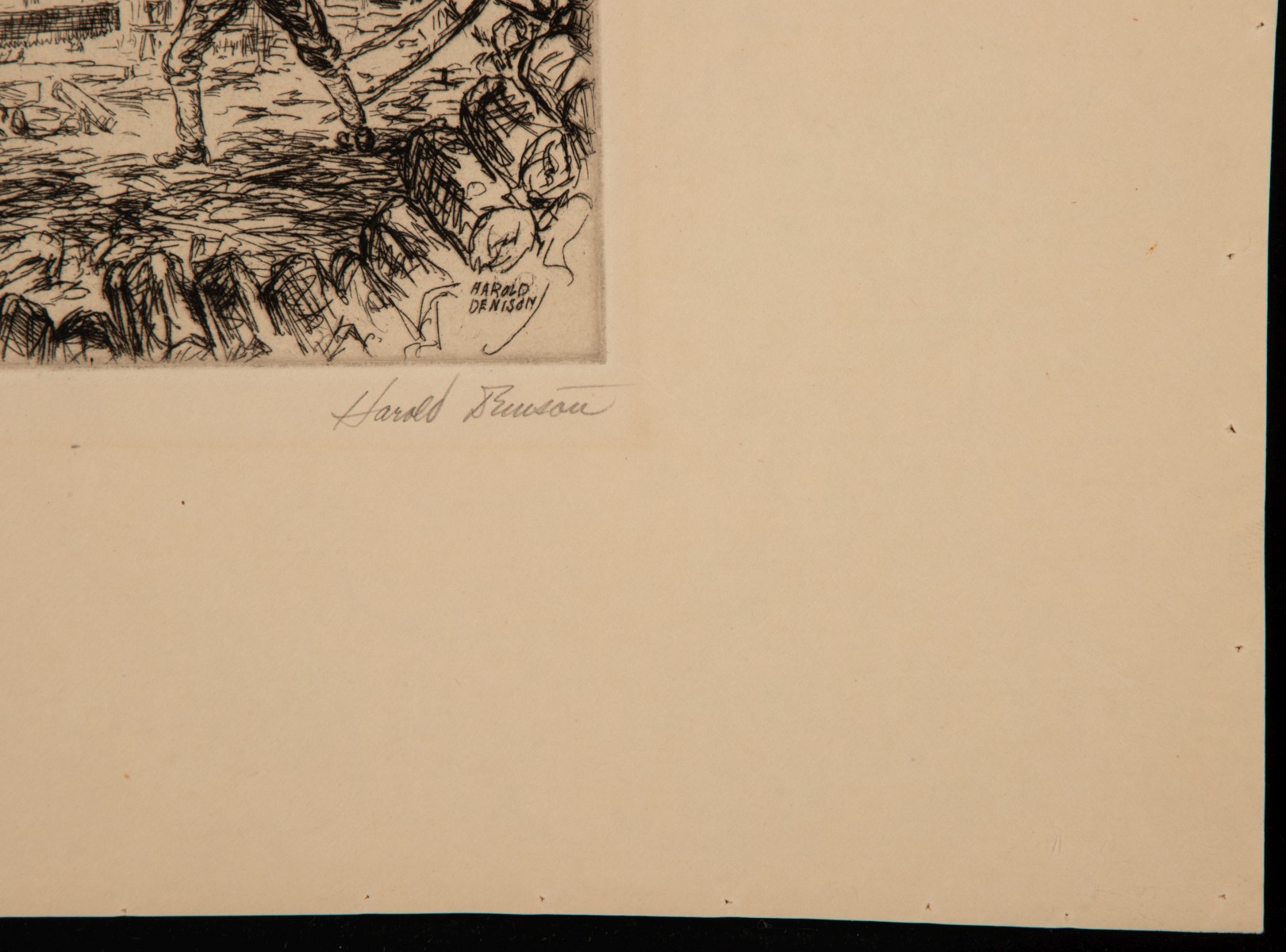 HAROLD DENISON (1887-1940) THREE PENCIL SIGNED ETCHINGS
