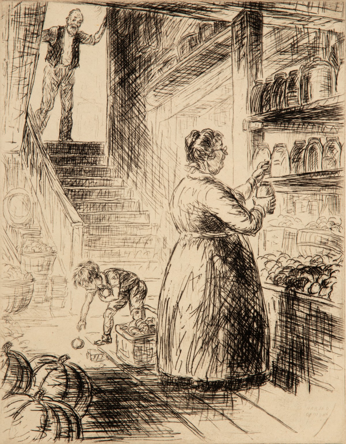 HAROLD DENISON (1887-1940) FOUR PENCIL SIGNED ETCHINGS