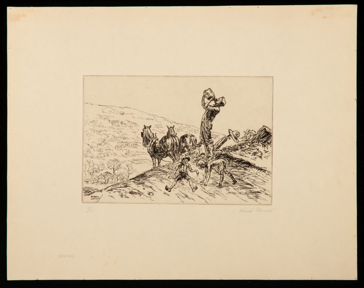 HAROLD DENISON (1887-1940) FOUR PENCIL SIGNED ETCHINGS