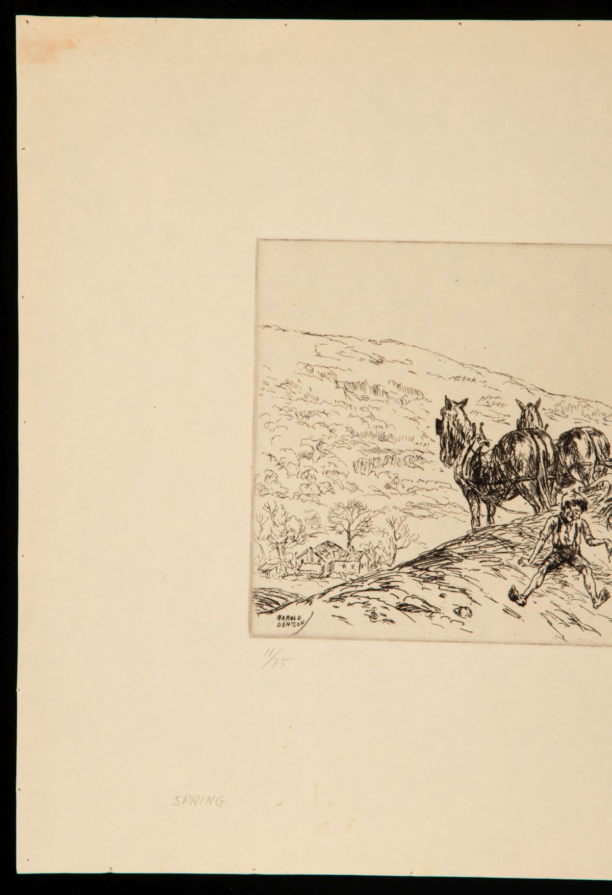 HAROLD DENISON (1887-1940) FOUR PENCIL SIGNED ETCHINGS