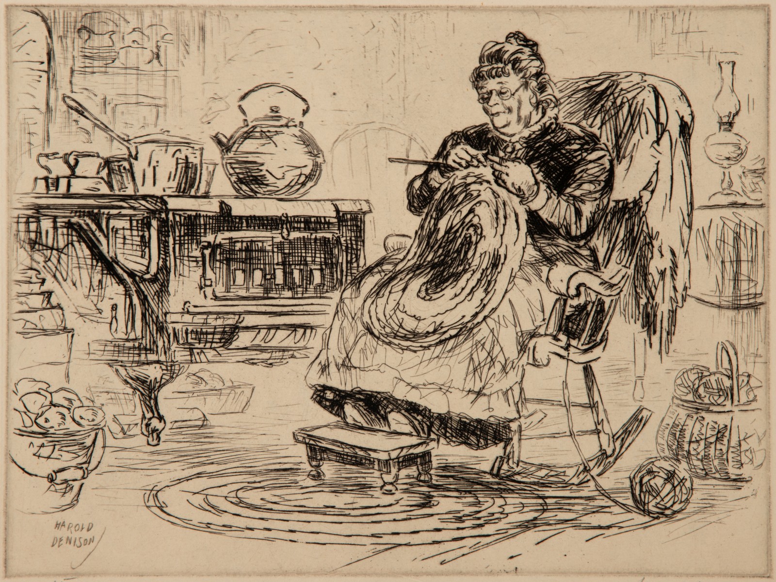 HAROLD DENISON (1887-1940) FOUR PENCIL SIGNED ETCHINGS