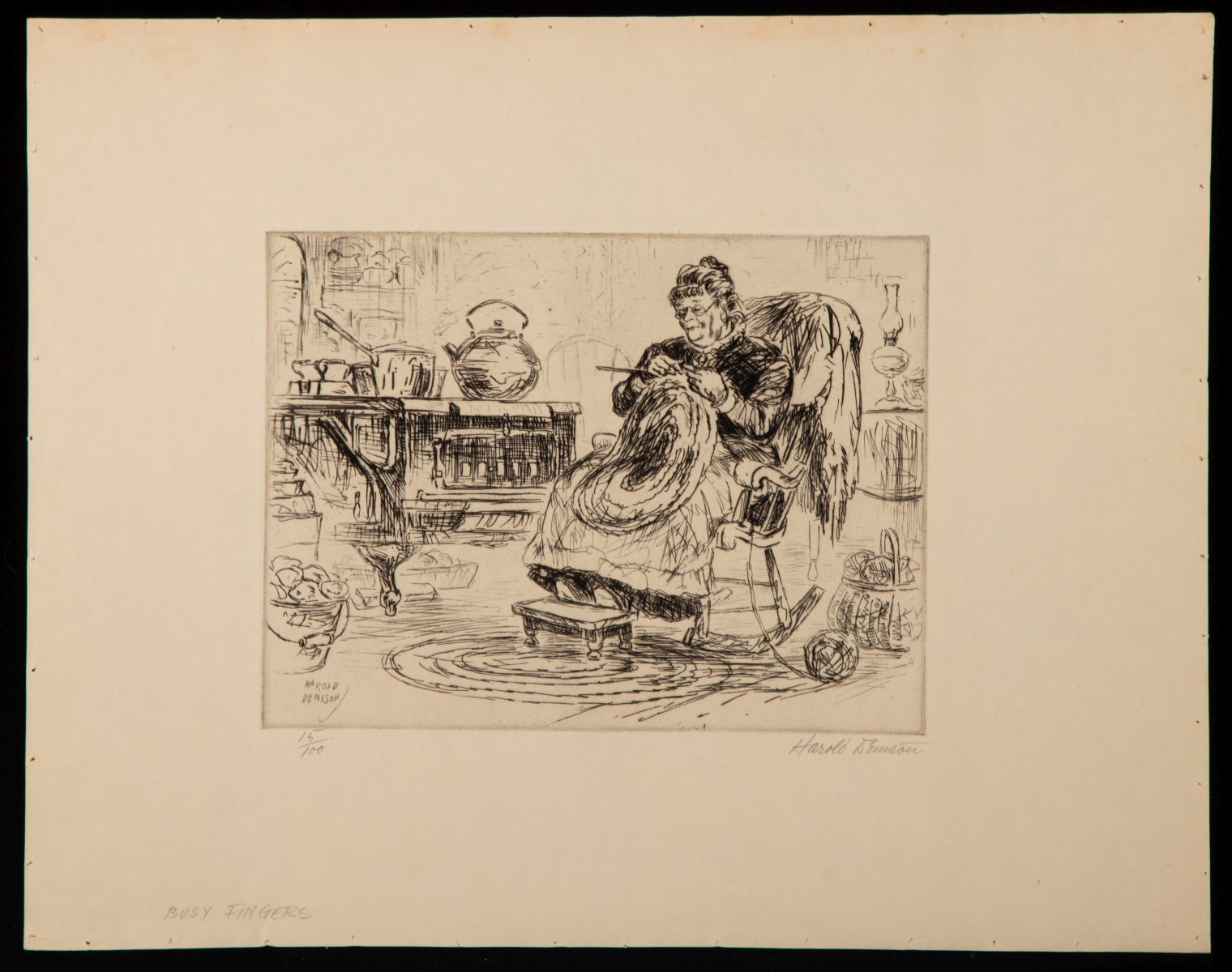 HAROLD DENISON (1887-1940) FOUR PENCIL SIGNED ETCHINGS