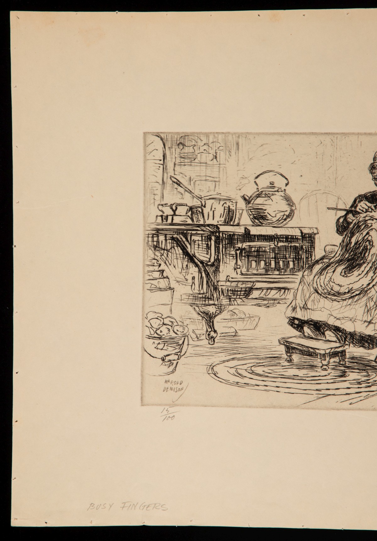 HAROLD DENISON (1887-1940) FOUR PENCIL SIGNED ETCHINGS