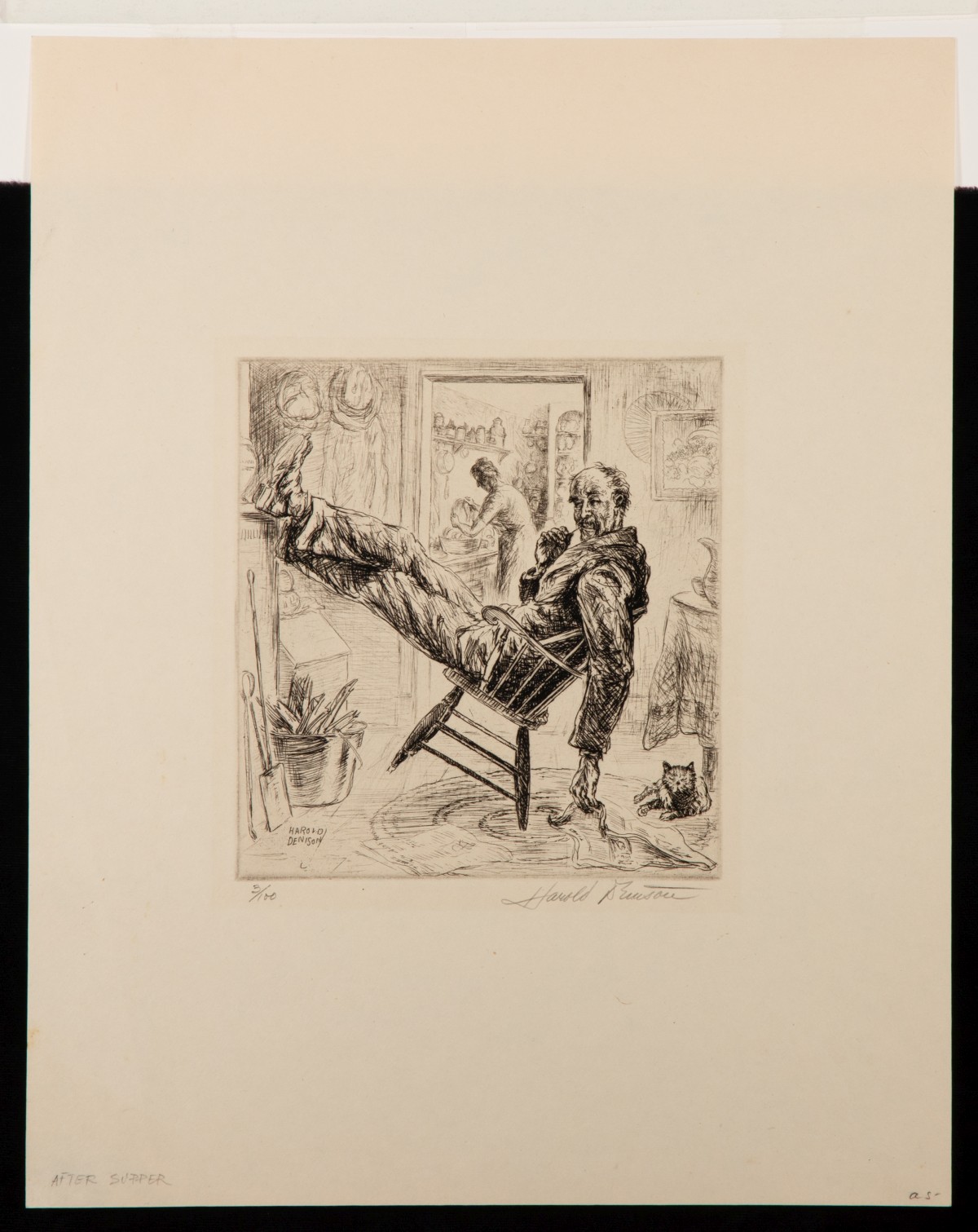 HAROLD DENISON (1887-1940) FOUR PENCIL SIGNED ETCHINGS