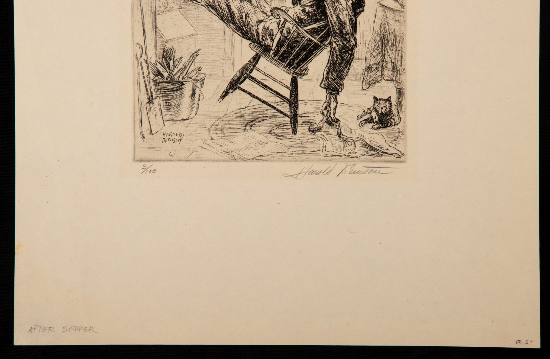 HAROLD DENISON (1887-1940) FOUR PENCIL SIGNED ETCHINGS