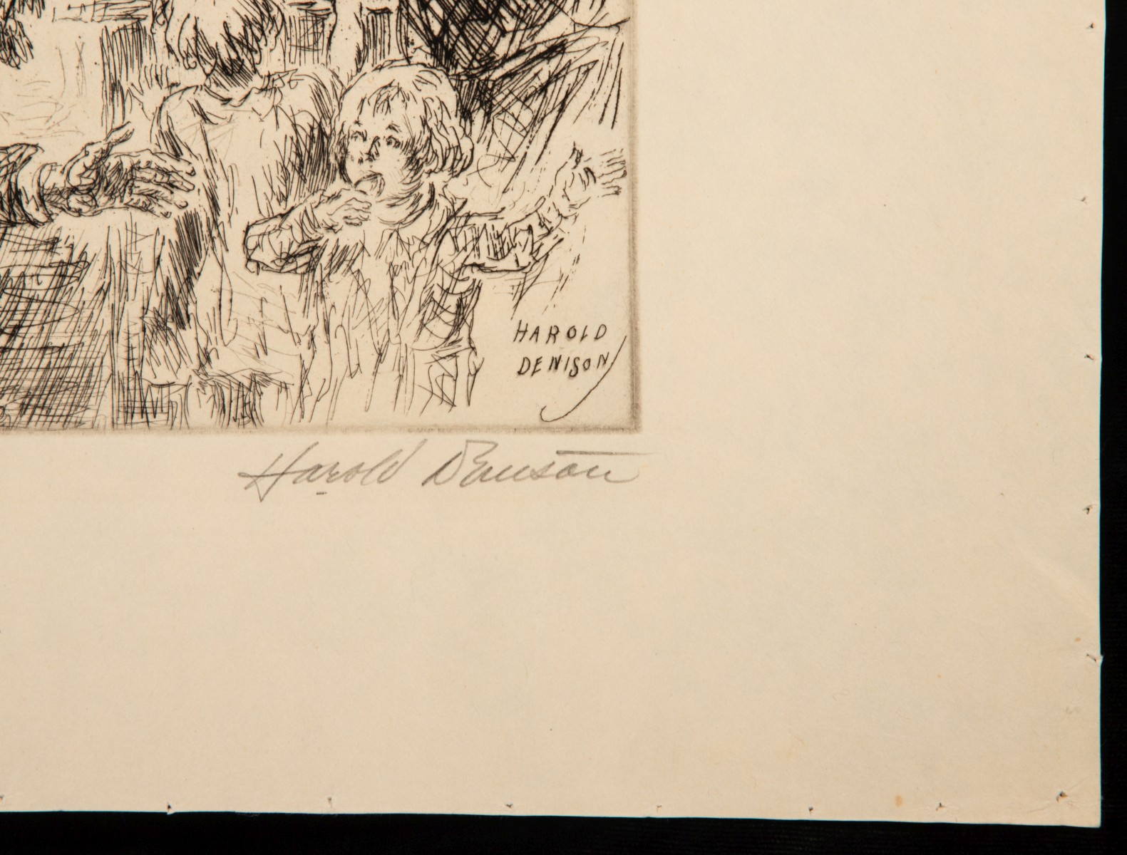 HAROLD DENISON (1887-1940) FOUR PENCIL SIGNED ETCHINGS