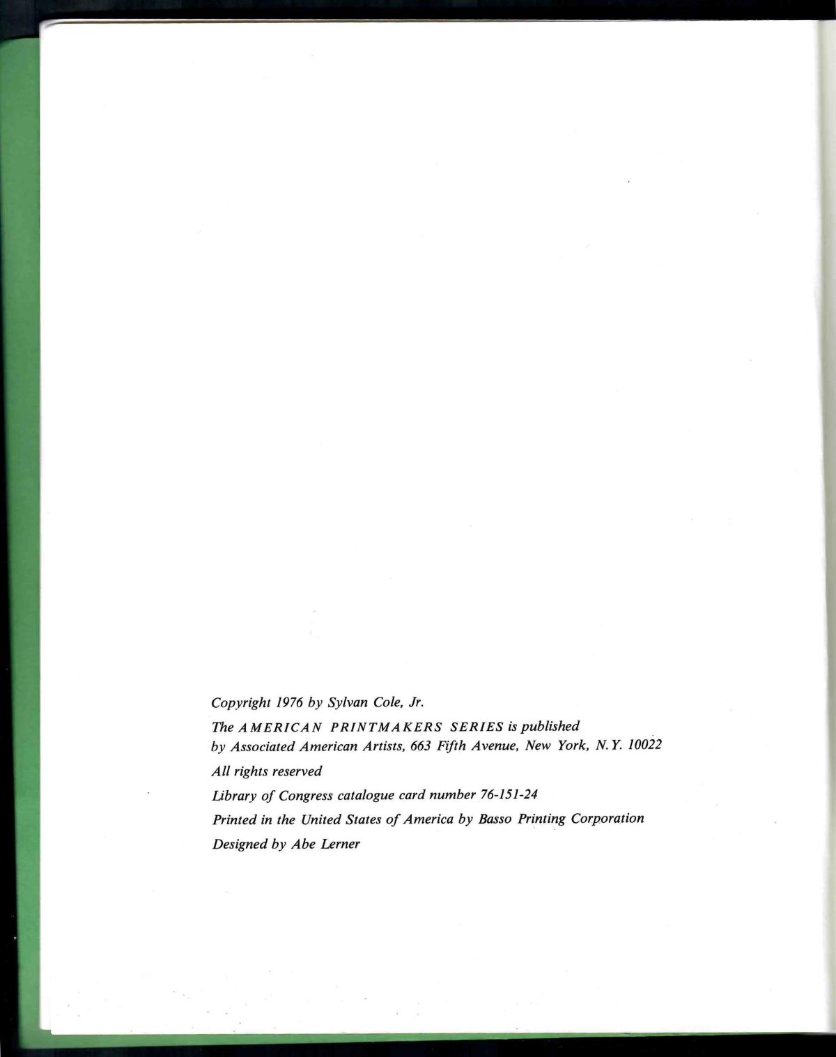 COLE. 'THE LITHOGRAPHS OF JOHN STEUART CURRY.' 1976
