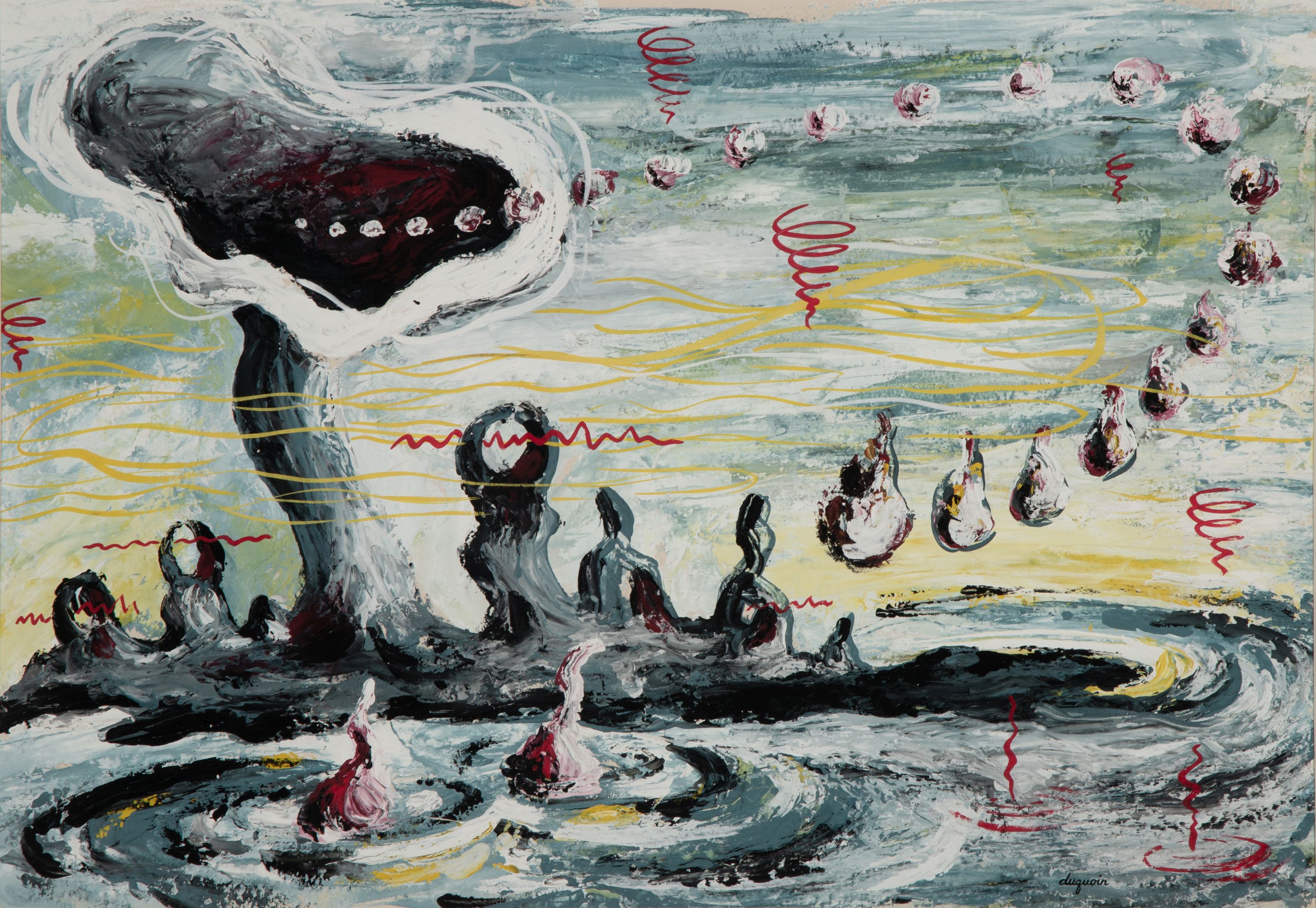 WAYNE DuQUOIN (1913-2003) SURREAL LANDSCAPE OIL C. 1950