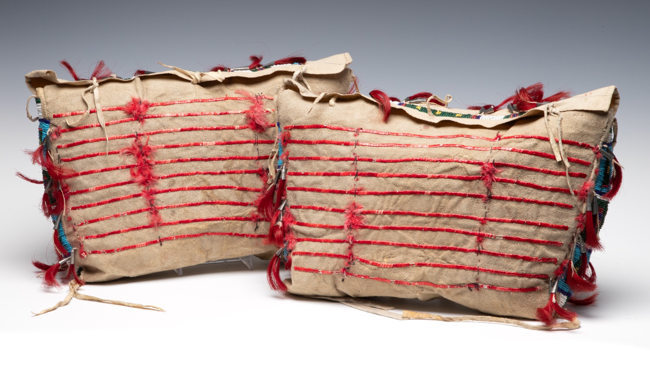 LATE 19TH CENTURY LAKOTA QUILLED & BEADED POSSIBLE BAGS